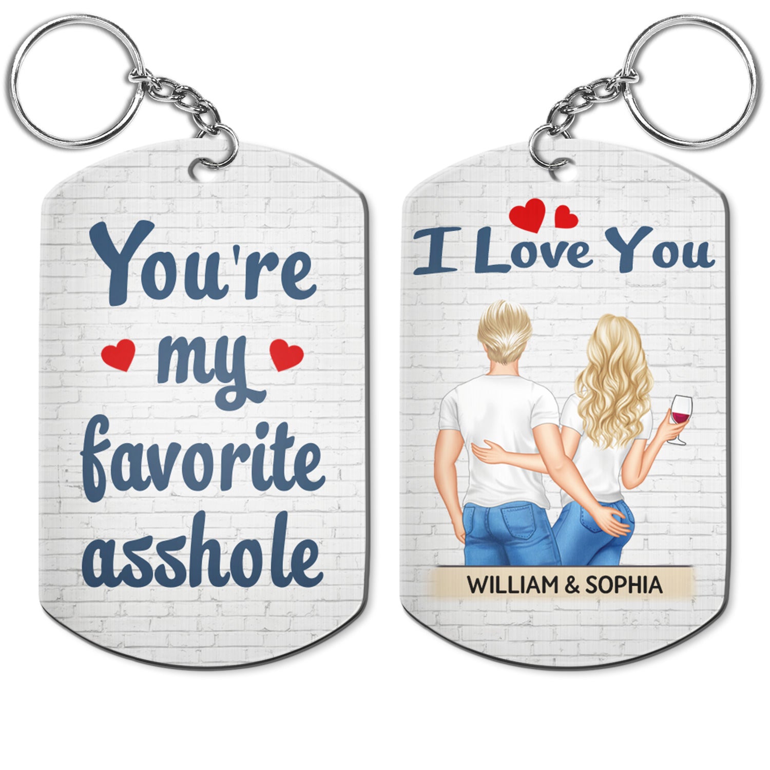 You're My Favorite Backside - Anniversary, Funny Gift For Couples, Family - Personalized Aluminum Keychain