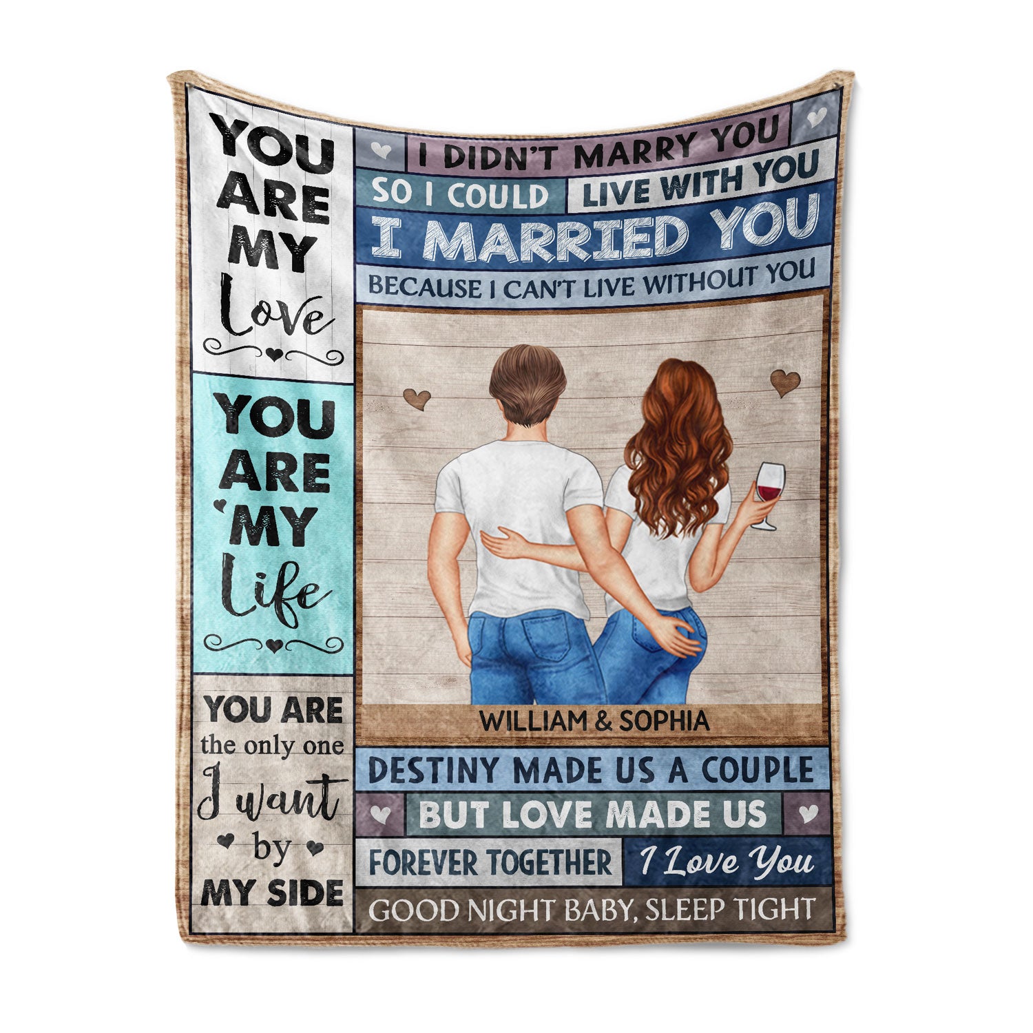 You Are My Love I Married You Because I Can't Live Without You Husband Wife Backside - Gift For Couples - Personalized Fleece Blanket