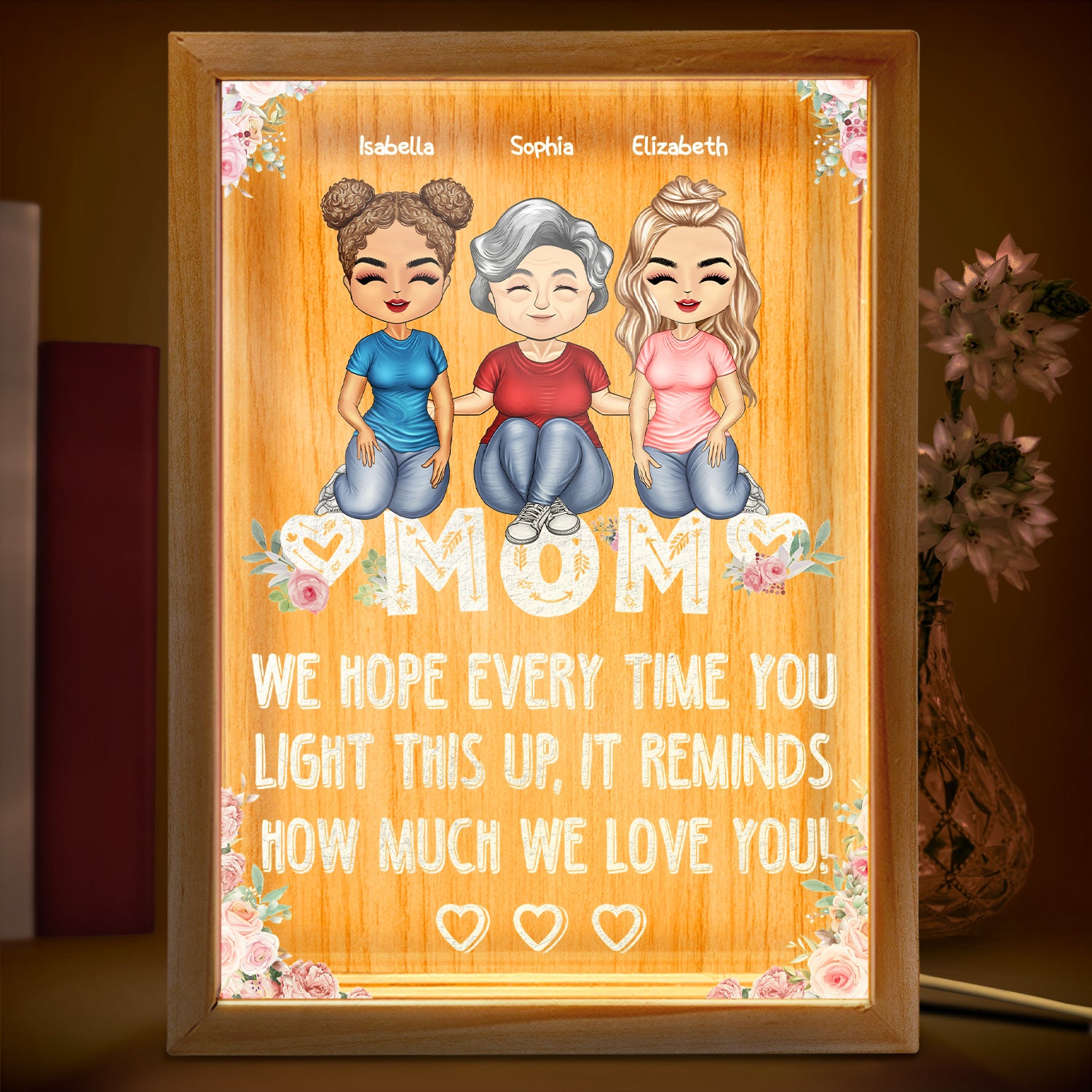 We Hope Every Time You Light This Up - Birthday, Loving Gift For Mom, Mother, Grandma, Grandmother - Personalized Picture Frame Light Box