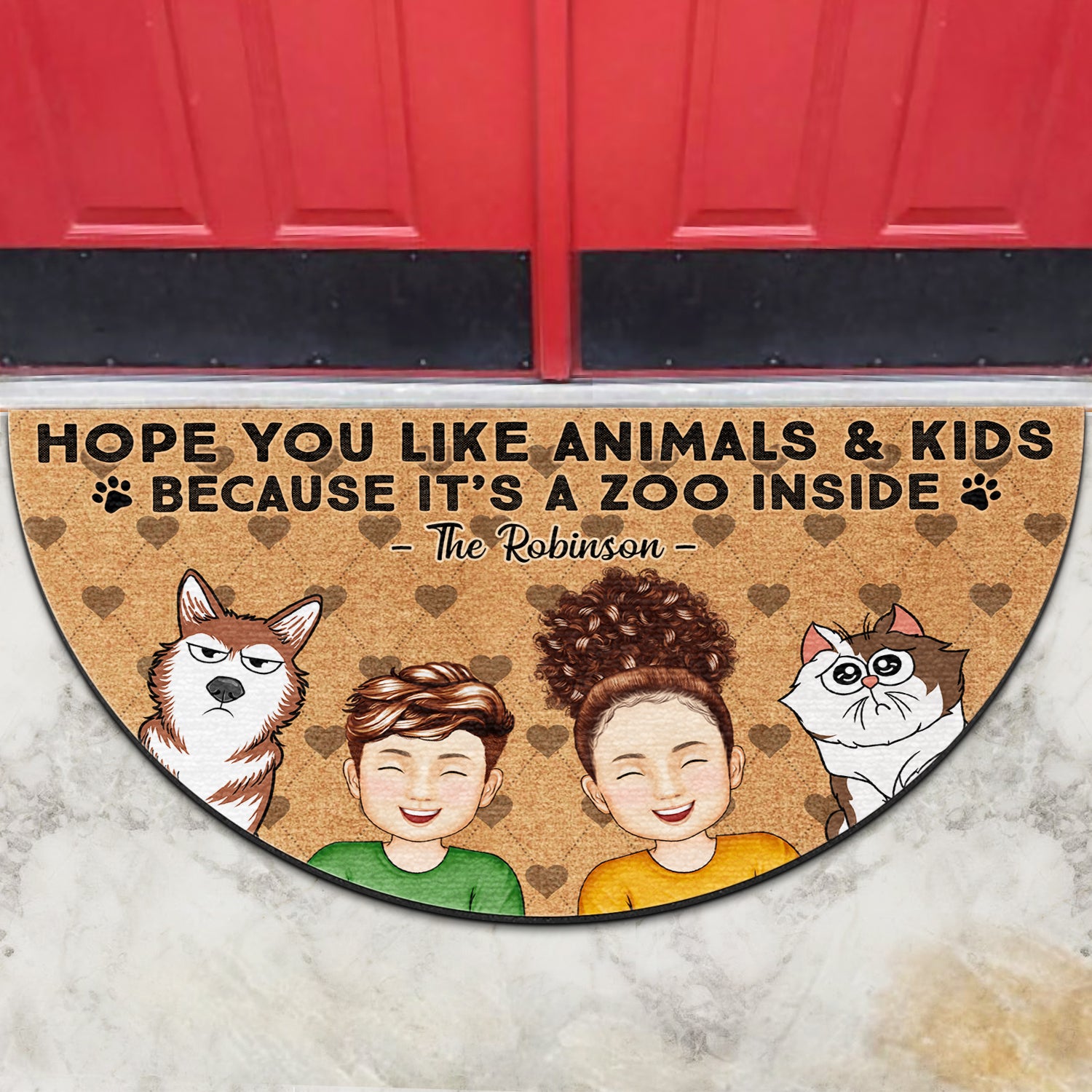 Hope You Like Animals And Kids - Gift For Parent, Pet Lovers - Personalized Custom Shaped Doormat