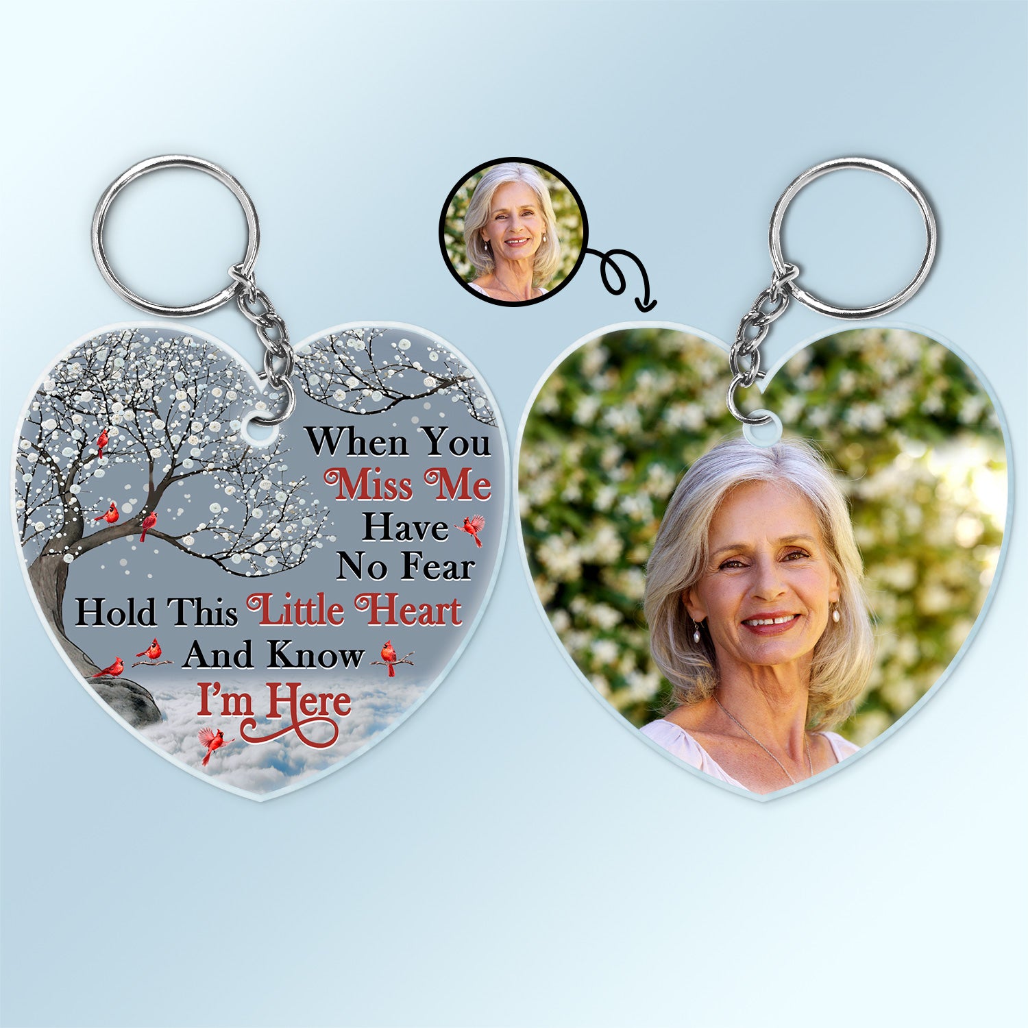 Custom Photo When You Miss Me Hold This Little Heart - Loving, Memorial Gift For Family, Siblings, Friends - Personalized Acrylic Keychain