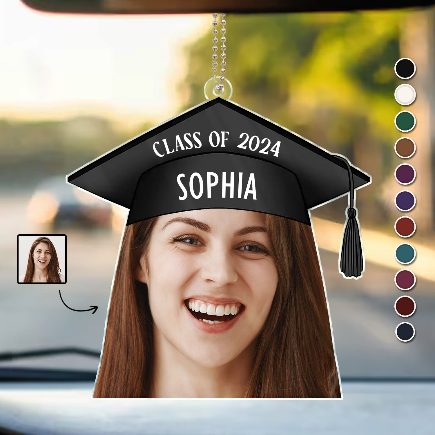 Custom Photo Happy Graduation Friend Family - Gift For Friends, Children - Personalized Acrylic Car Hanger