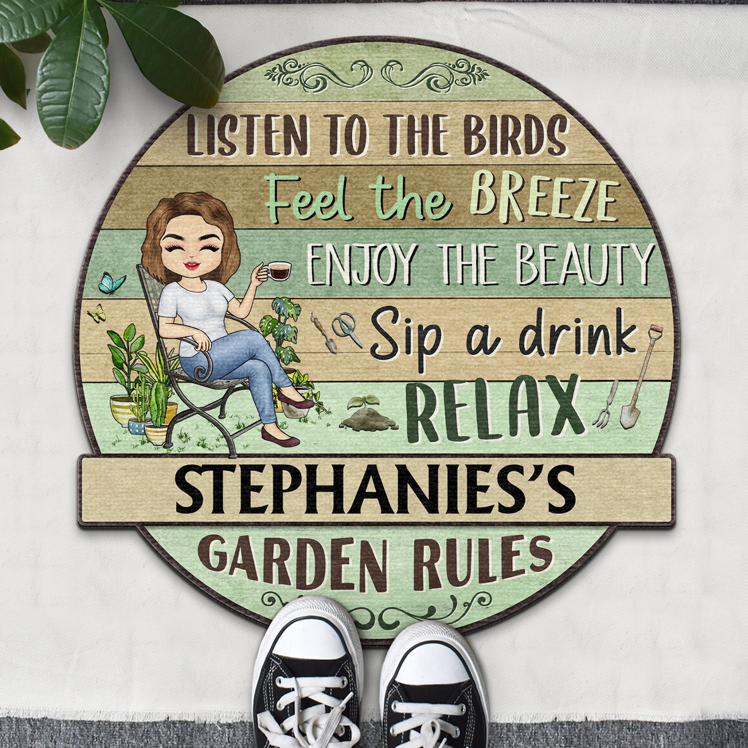 Listen To The Birds Feel The Breeze Gardening - Gift For Garden Lovers - Personalized Custom Shaped Doormat