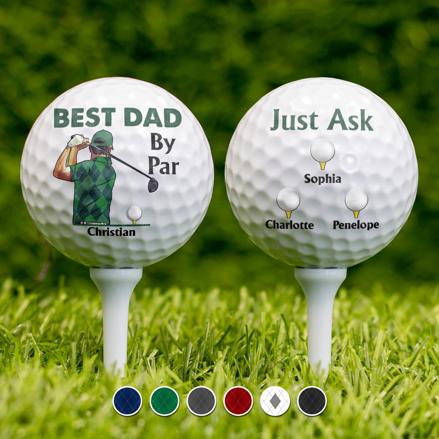 Best Dad By Par - Gift For Father, Golfer - Personalized Golf Ball