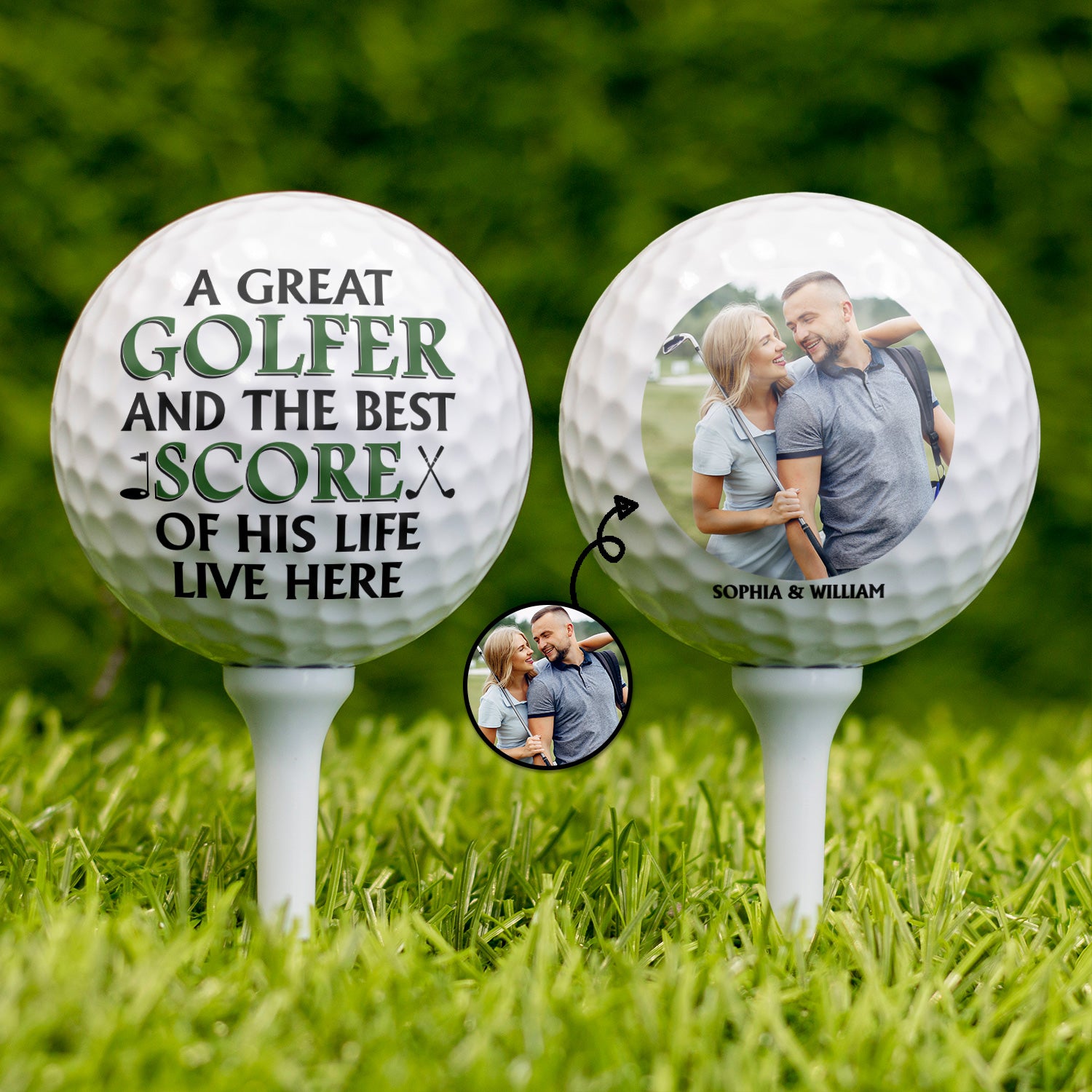 Custom Photo A Great Golfer And The Best Score Of His Life Live Here - Gift For Couples - Personalized Golf Ball