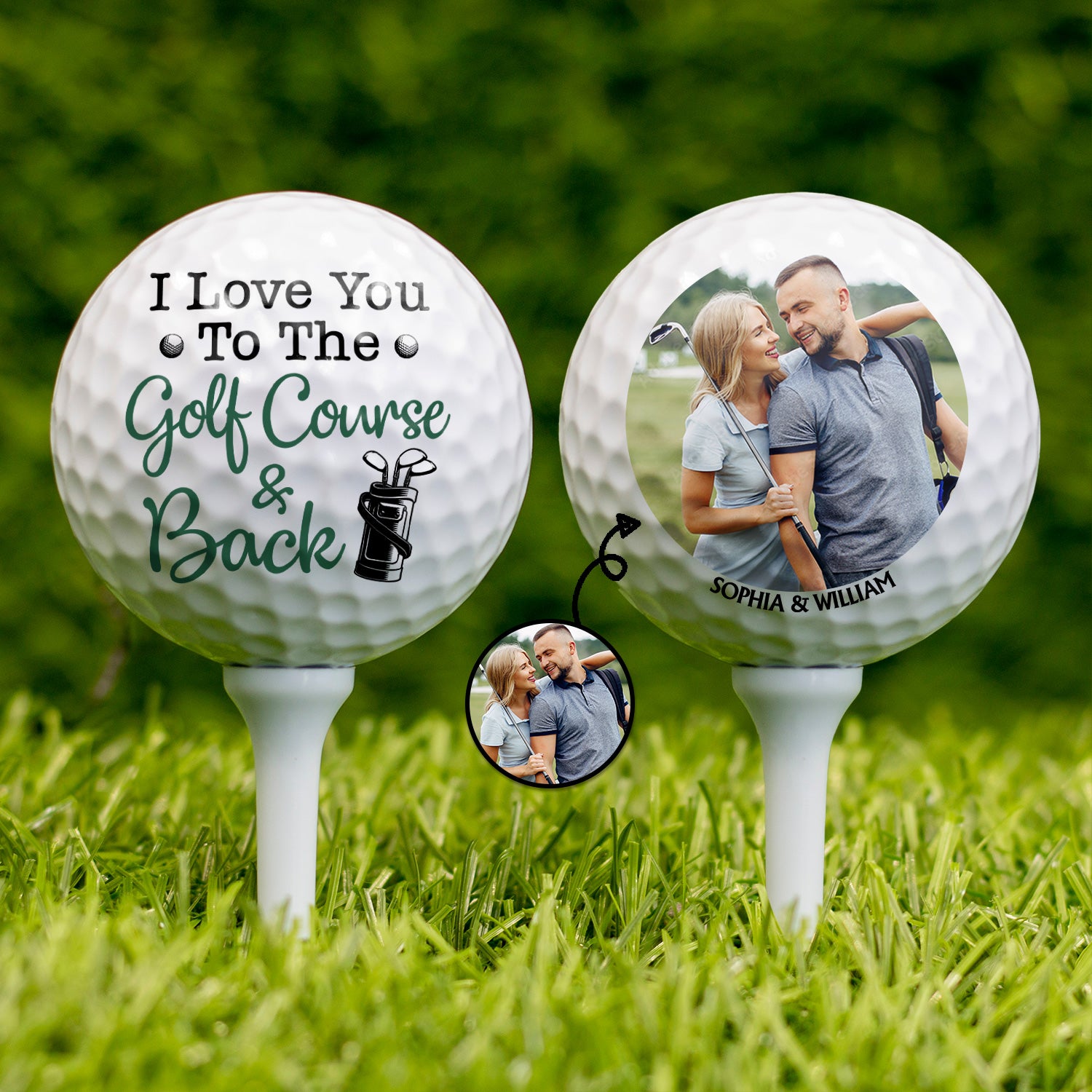 Custom Photo I Love You To The Golf Course And Back - Gift For Couples - Personalized Golf Ball