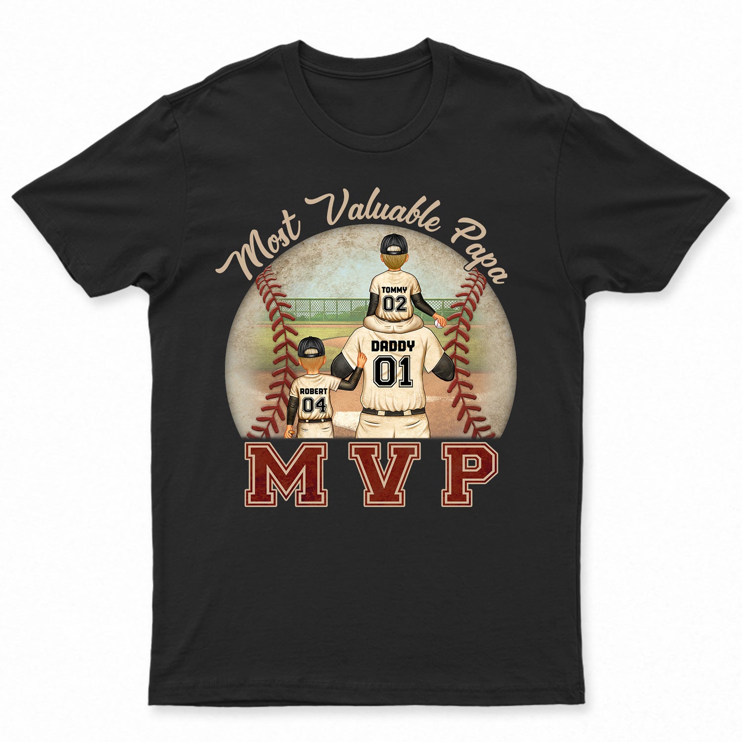 MVP Most Valuable Papa - Gift For Dad, Father, Baseball, Softball Fans - Personalized Custom T Shirt