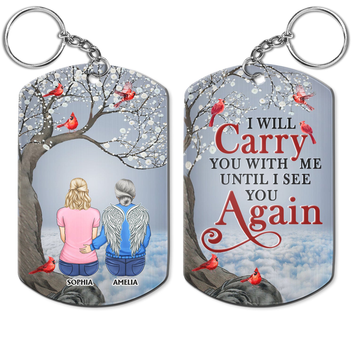 I'll Carry You - Memorial Gift For Family, Siblings, Friends - Personalized Aluminum Keychain