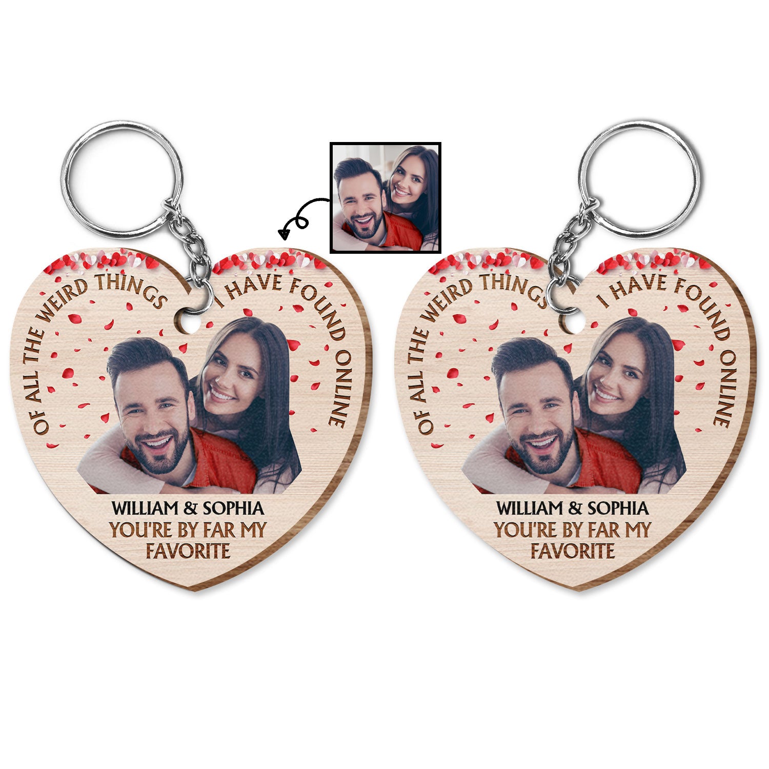 Custom Photo Of All The Weird Thing - Birthday, Anniversary Gift For Spouse, Husband, Wife, Couple - Personalized Wooden Keychain