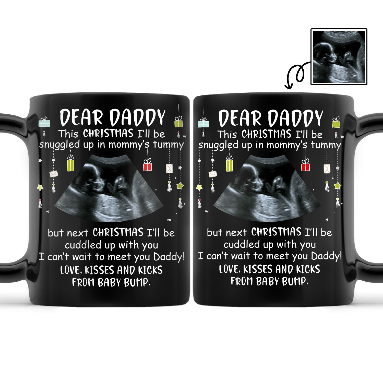 Custom Photo Baby Bump To Daddy, Mommy - Gift For Mom, Dad, Parents-to-be - Personalized Black Mug