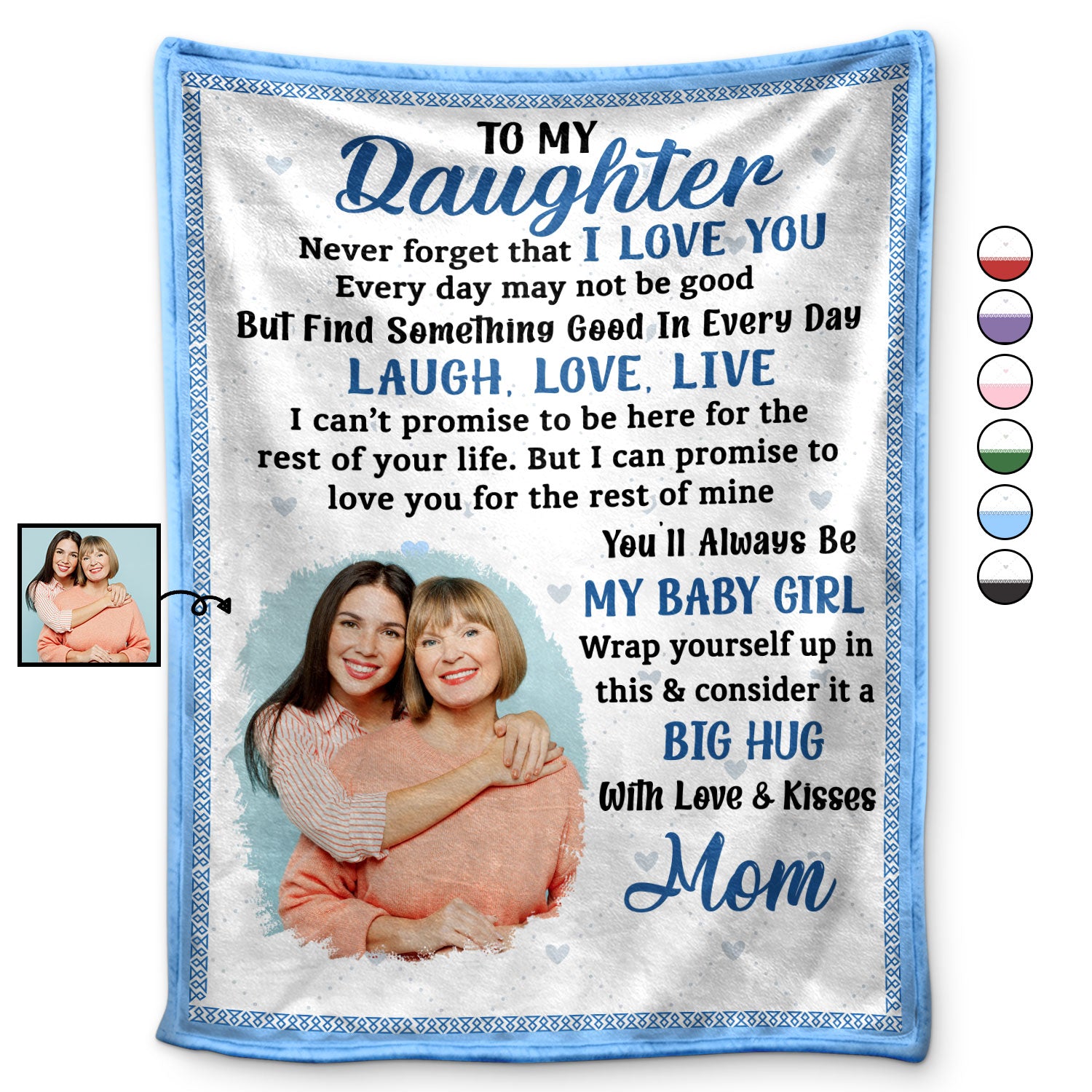 Custom Photo Never Forget That I Love You Mom - Gift For Daughters - Personalized Fleece Blanket