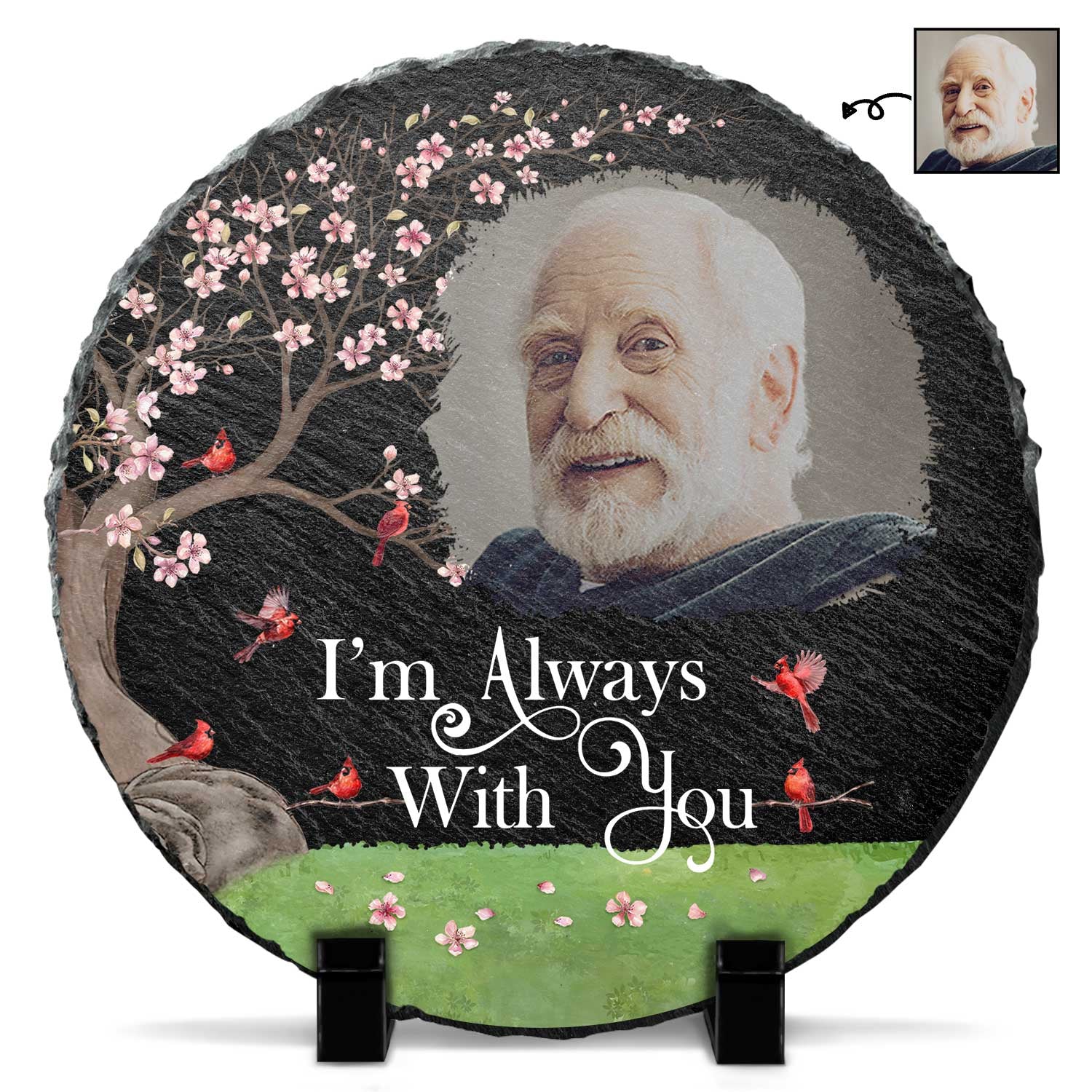 Custom Photo I'm Always With You Blooming Tree - Memorial Gift For Family, Friends - Personalized Circle Memorial Garden Stone