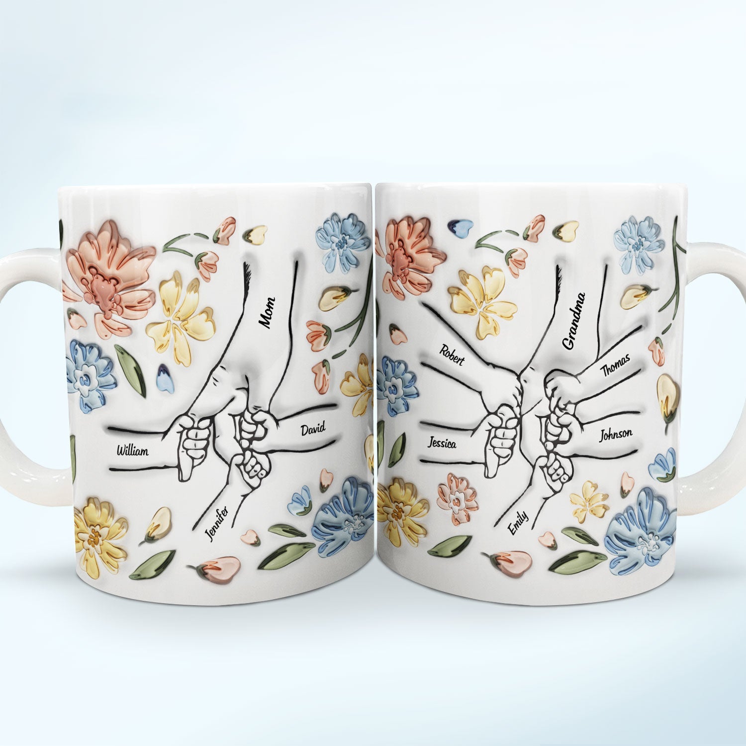 Hand In Hand, I Will Always Protect You, Mom To Grandma - Gift For Mother, Nana - 3D Inflated Effect Printed Mug, Personalized White Edge-to-Edge Mug