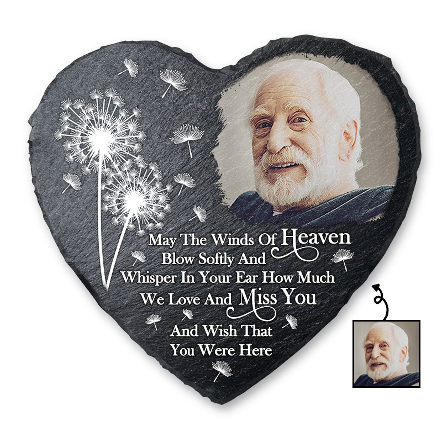 Custom Photo May The Winds Of Heaven Blow Softly - Memorial Gift For Family, Friends, Siblings, Dog Lovers, Cat Lovers - Personalized Heart Memorial Garden Stone