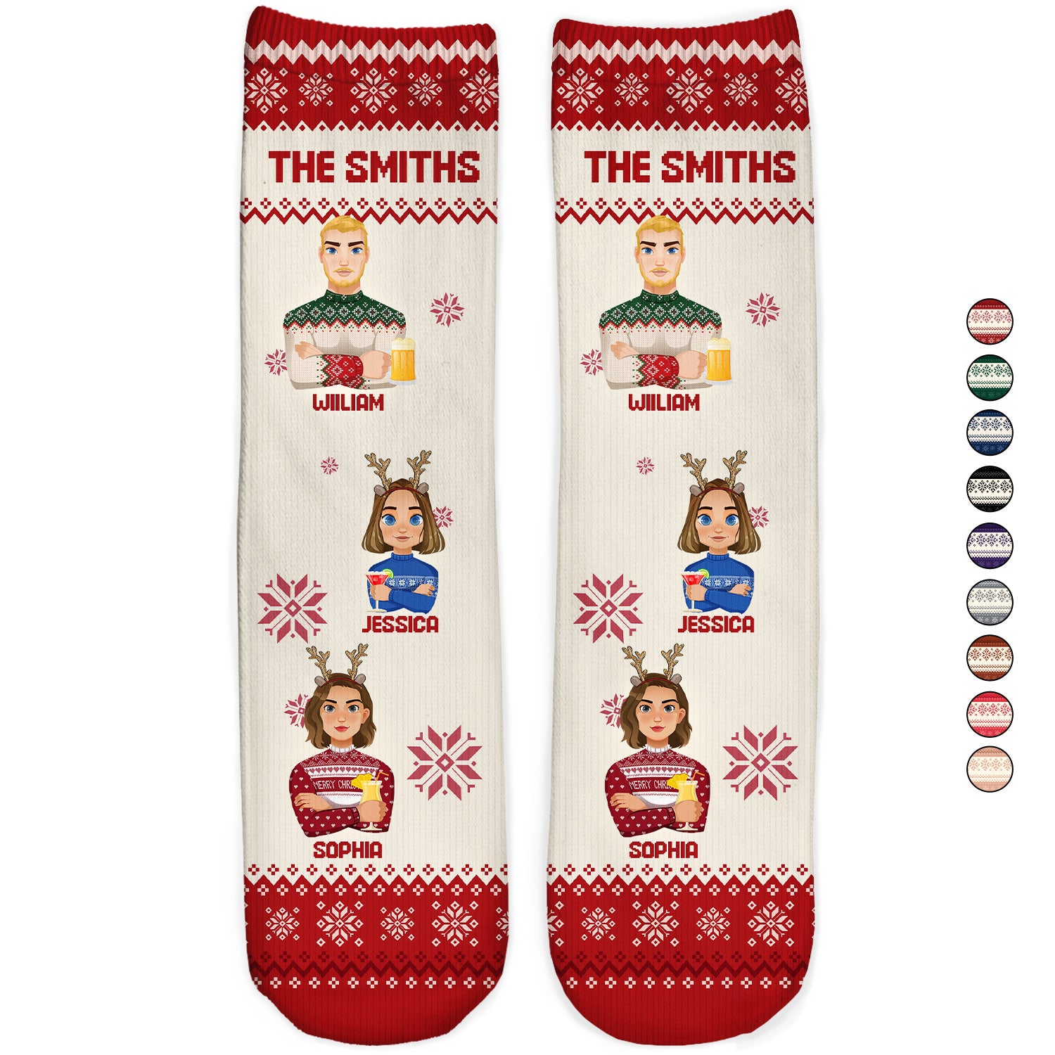 Flat Art - Christmas, Funny Gift For Family, Couple, Dad, Mom, Grandpa, Grandma - Personalized Socks