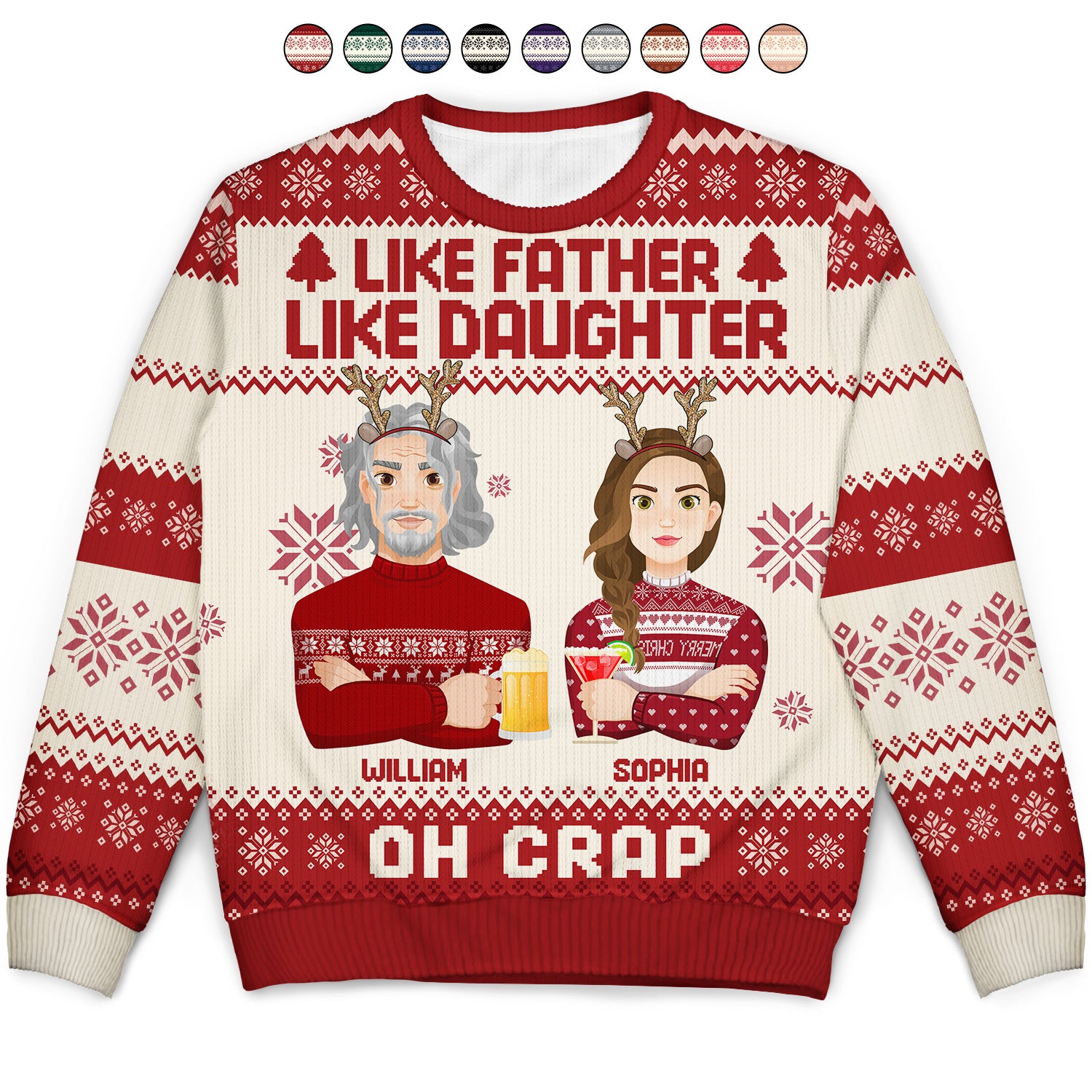 Like Father Like Daughter Oh - Christmas Gift For Dad, Grandpa - Personalized Unisex Ugly Sweater