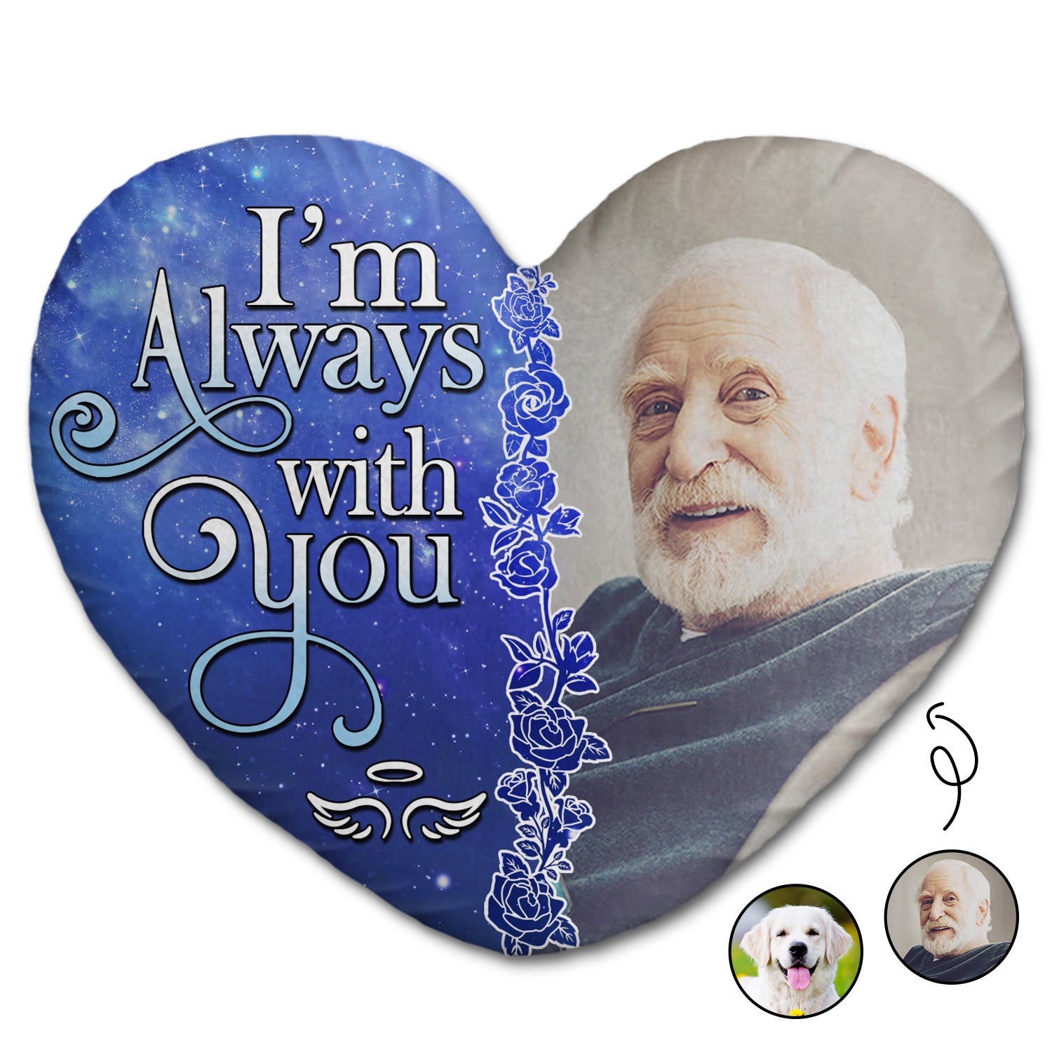 Custom Photo I'm Always With You - Memorial Gift For Family, Friends, Pet Lovers - Personalized Heart Shaped Pillow