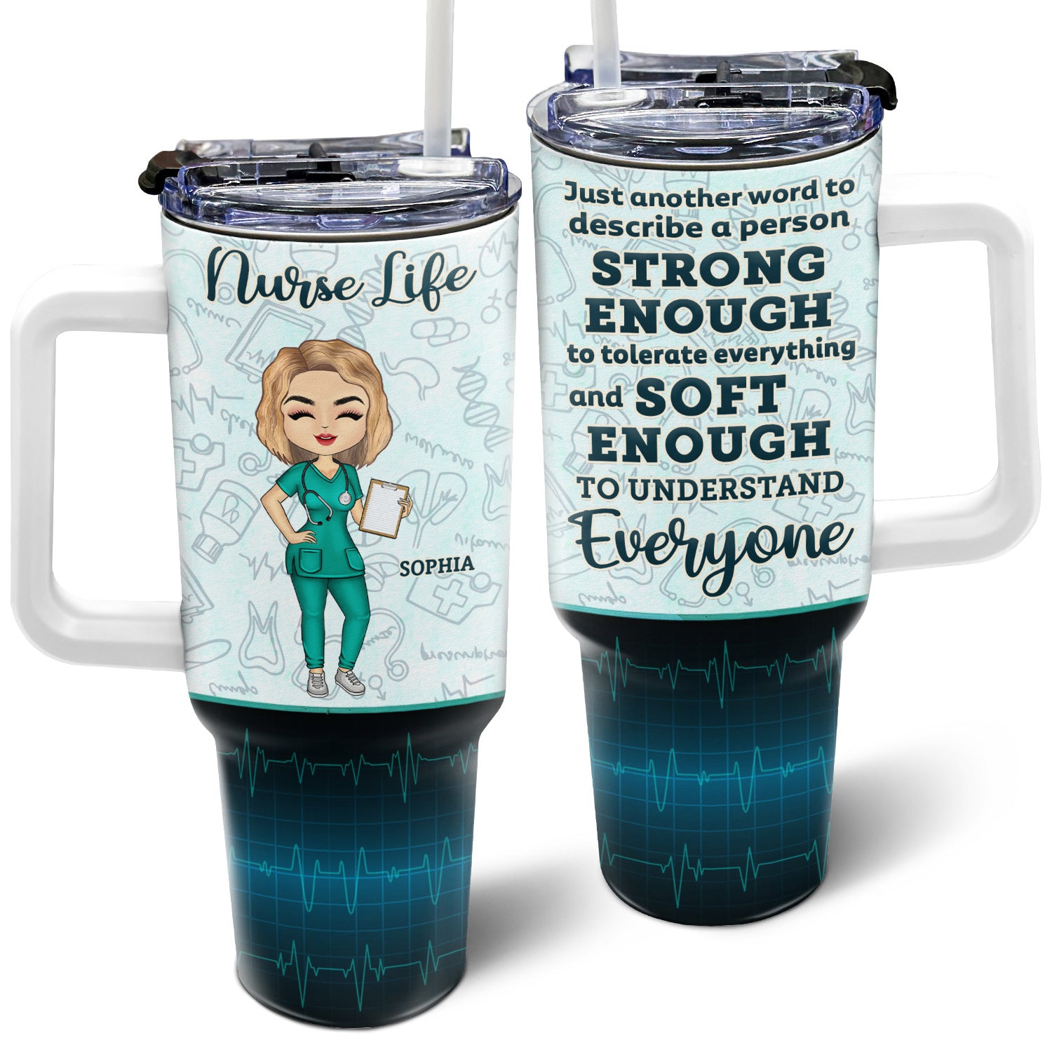 Nurse A Person Strong Enough To Tolerate Everything - Gift For Nurses - Personalized 40oz Tumbler With Straw
