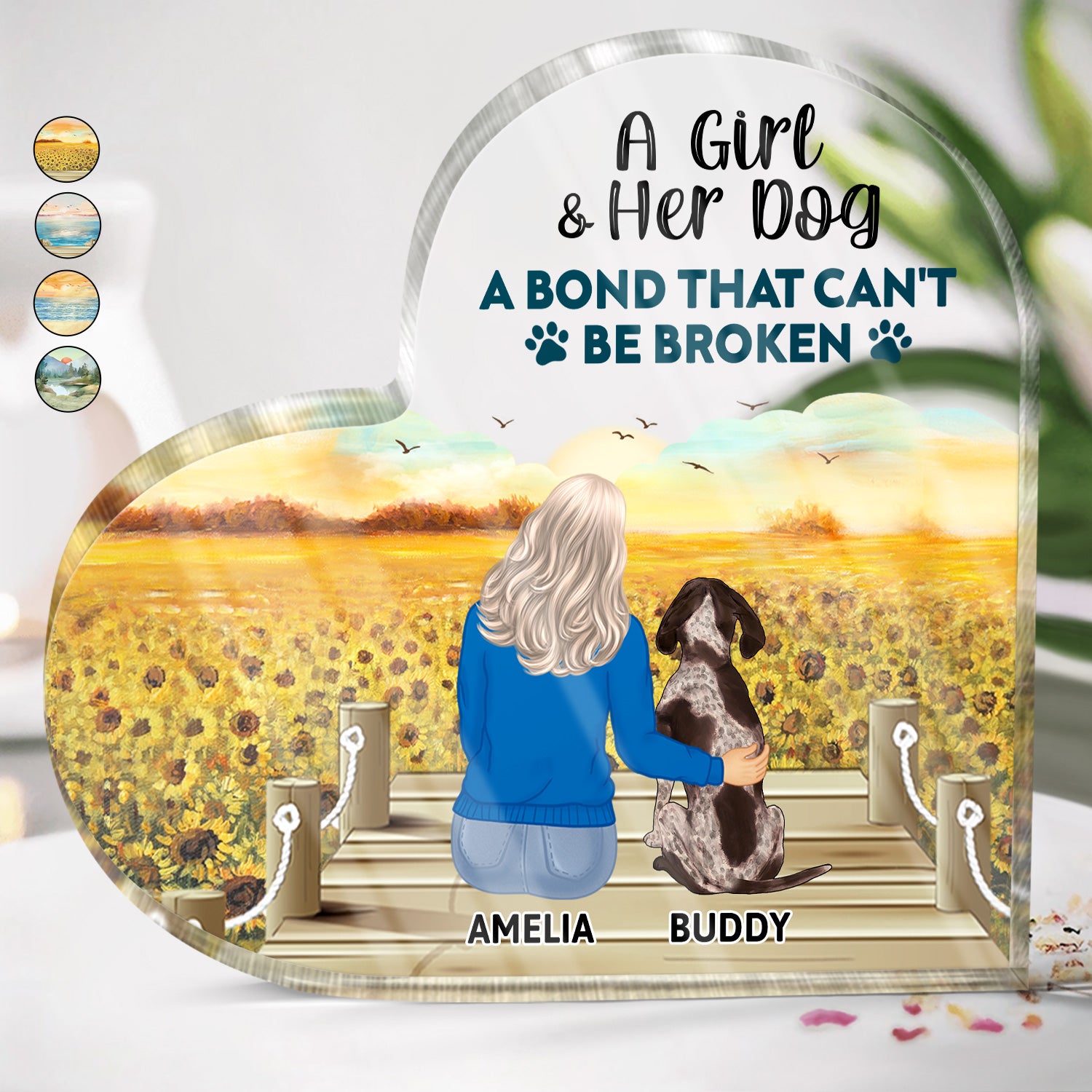 A Bond That Can't Be Broken - Gift For Dog Lovers, Dog Mom, Dog Dad - Personalized Heart Shaped Acrylic Plaque