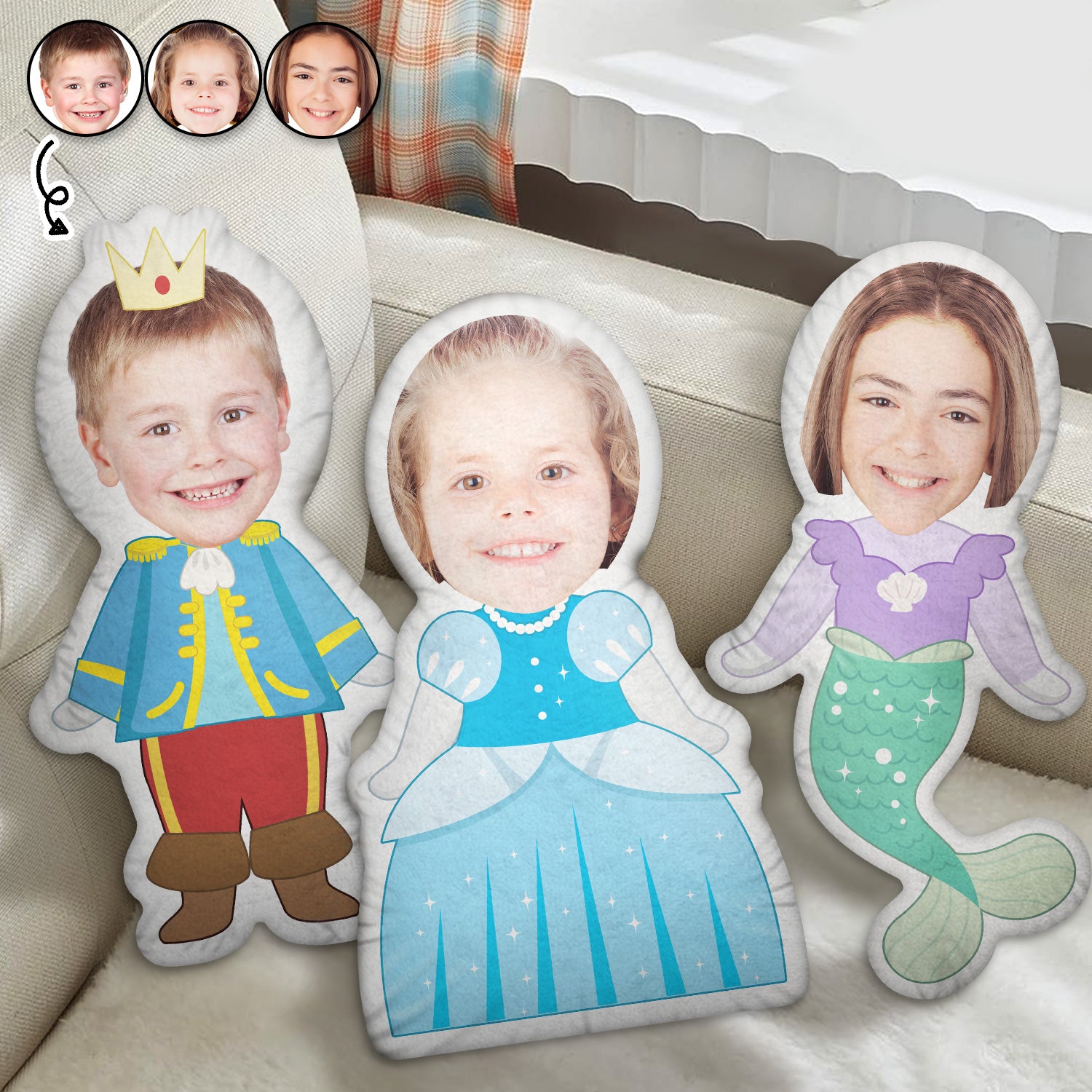 Custom Photo Funny Kid Fairy Tale Cosplay - Gift For Children, Grandkids - Personalized Custom Shaped Pillow