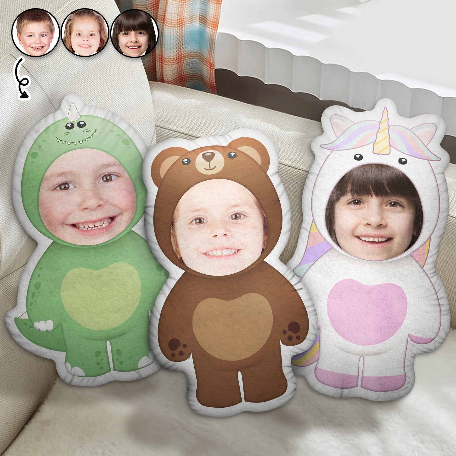 Custom Photo Funny Kid Animal Cosplay - Gift For Children, Grandkids - Personalized Custom Shaped Pillow