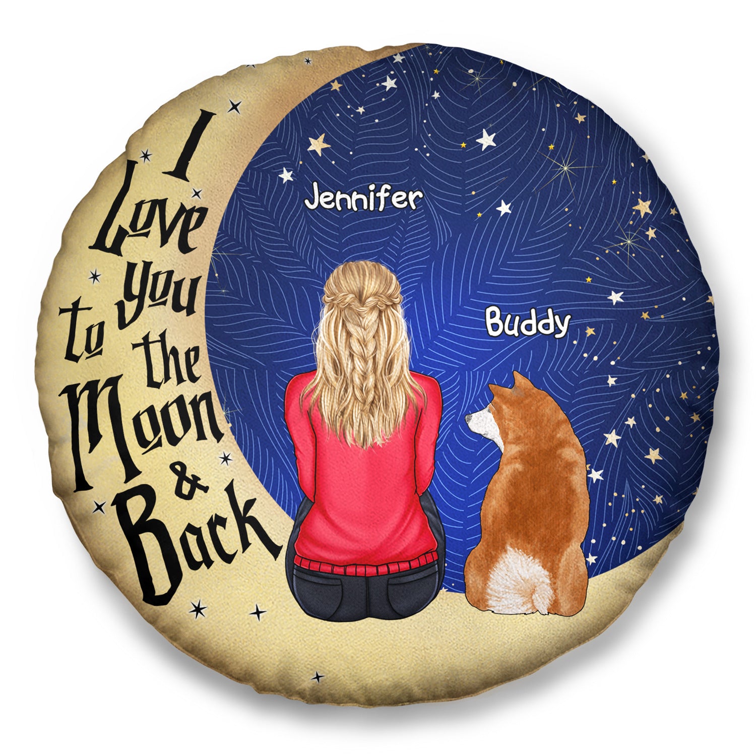 I Love You To The Moon And Back - Gift For Dog Lovers, Cat Lovers - Personalized Round Pillow