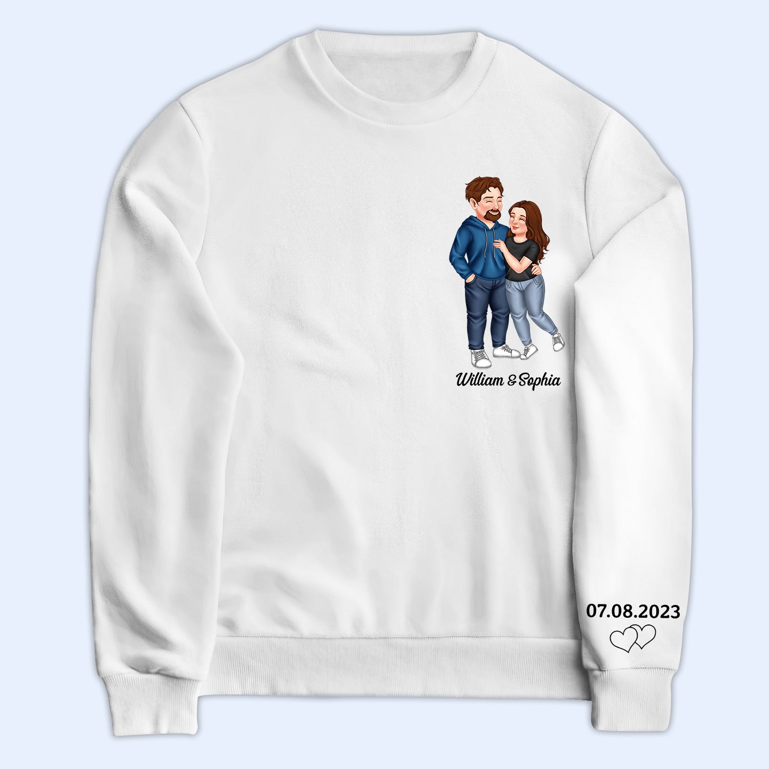 Arm In Arm Couple - Gift For Couples, Husband, Wife - Personalized Sweatshirt With Sleeve Imprint