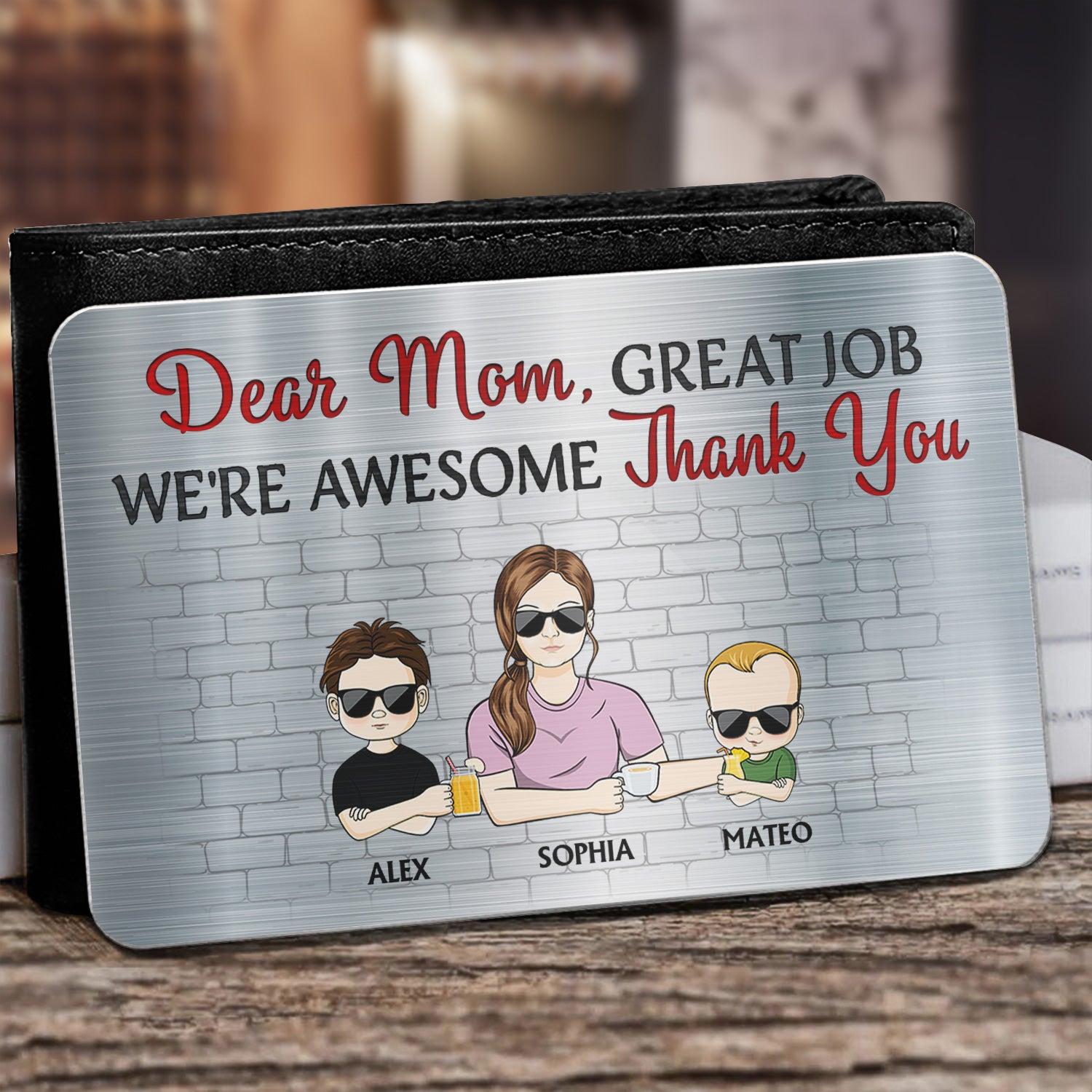 Great Job We're Awesome Kids - Gift For Mom, Mother, Grandma - Personalized Aluminum Wallet Card