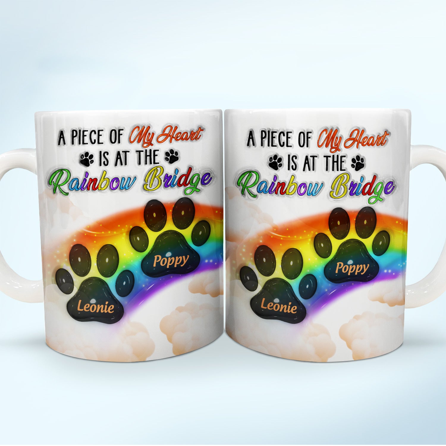 A Piece Of My Heart - Memorial Gift For Dog Lovers, Cat Lovers - 3D Inflated Effect Printed Mug, Personalized White Edge-to-Edge Mug