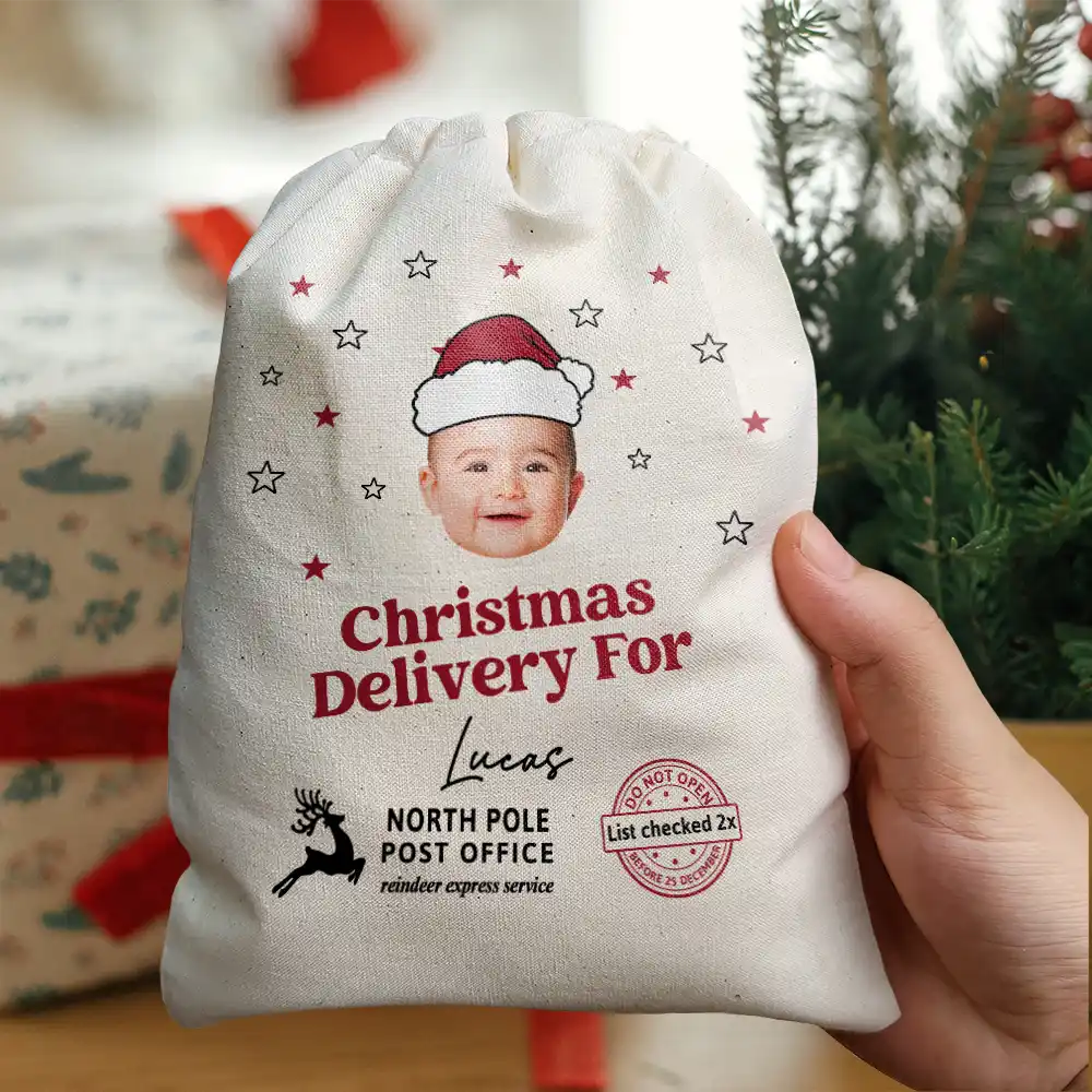Custom Photo Christmas Delivery Gift Bag - Personalized Favor Bag