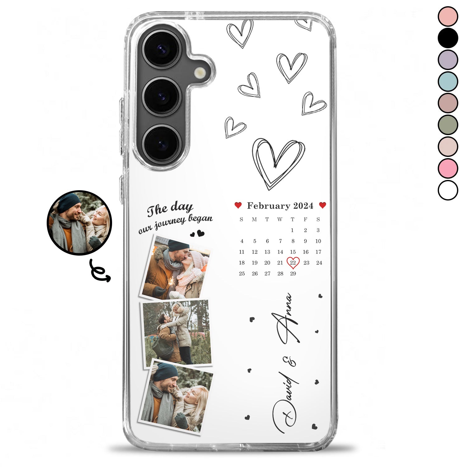 Custom Photo Calendar The Day Our Journey Began Version 2 - Gift For Couples - Personalized Clear Phone Case