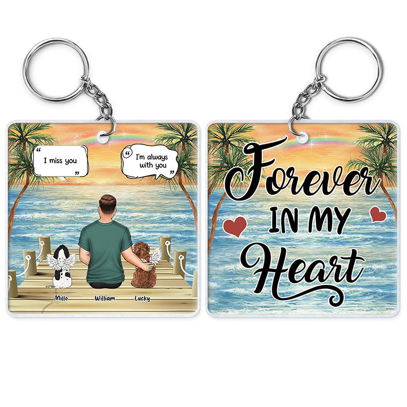 Memorial Dog Dad Forever In My Heart - Personalized Acrylic Keychain
