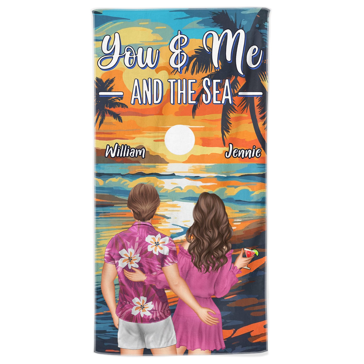 Beach Couple You And Me And The Sea - Gift For Couple, Beach Lovers - Personalized Custom Beach Towel