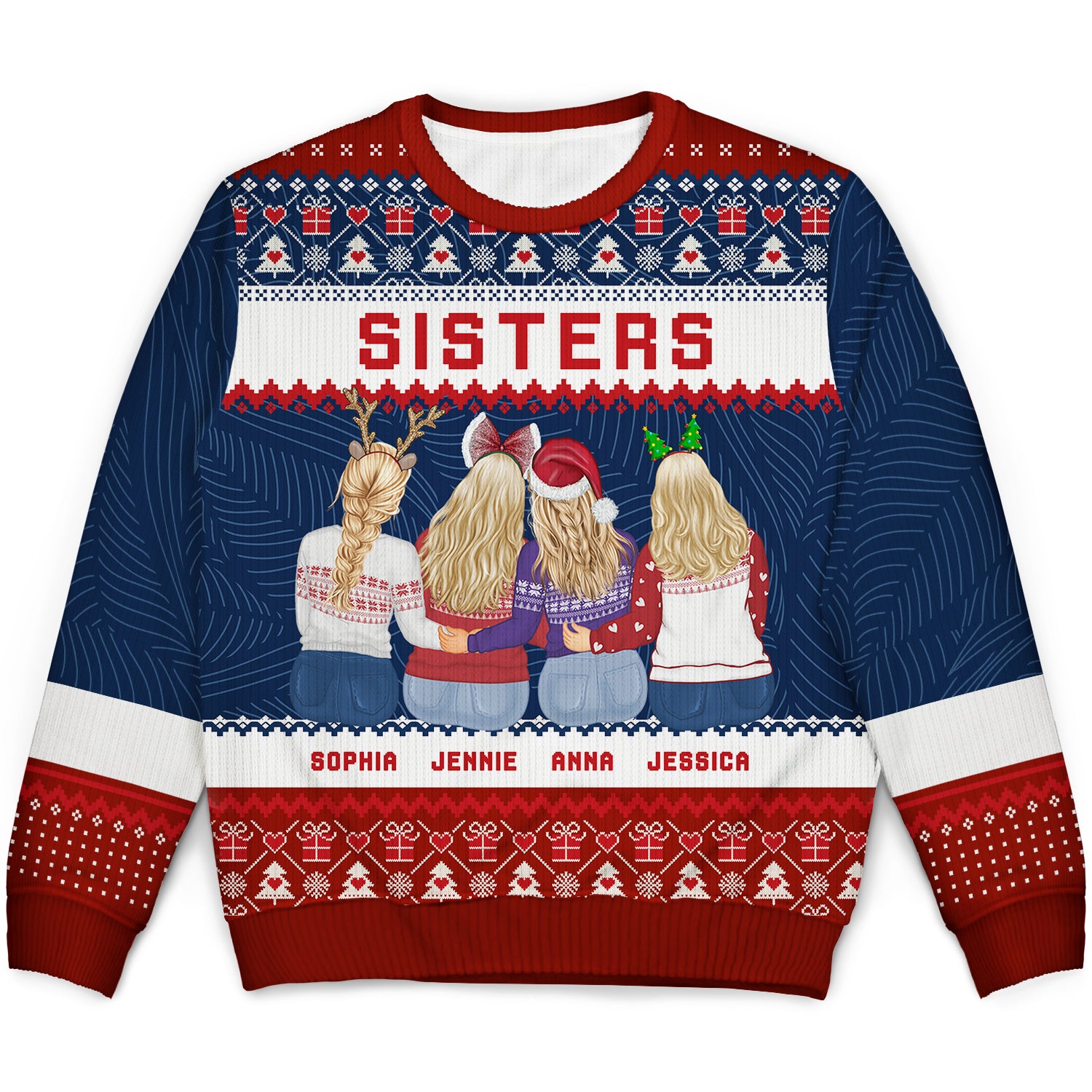 Christmas Gift For Sisters Besties Cousins - Personalized Unisex Ugly Sweater
