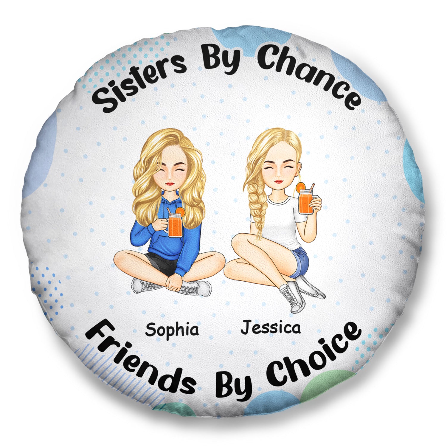 Friends By Choice - Gift For Sisters, Cousins, Colleagues - Personalized Round Pillow