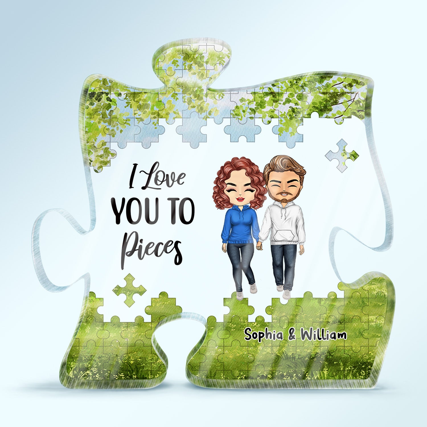 Love You To Pieces - Gift For Couples - Personalized Puzzle Shaped Acrylic Plaque