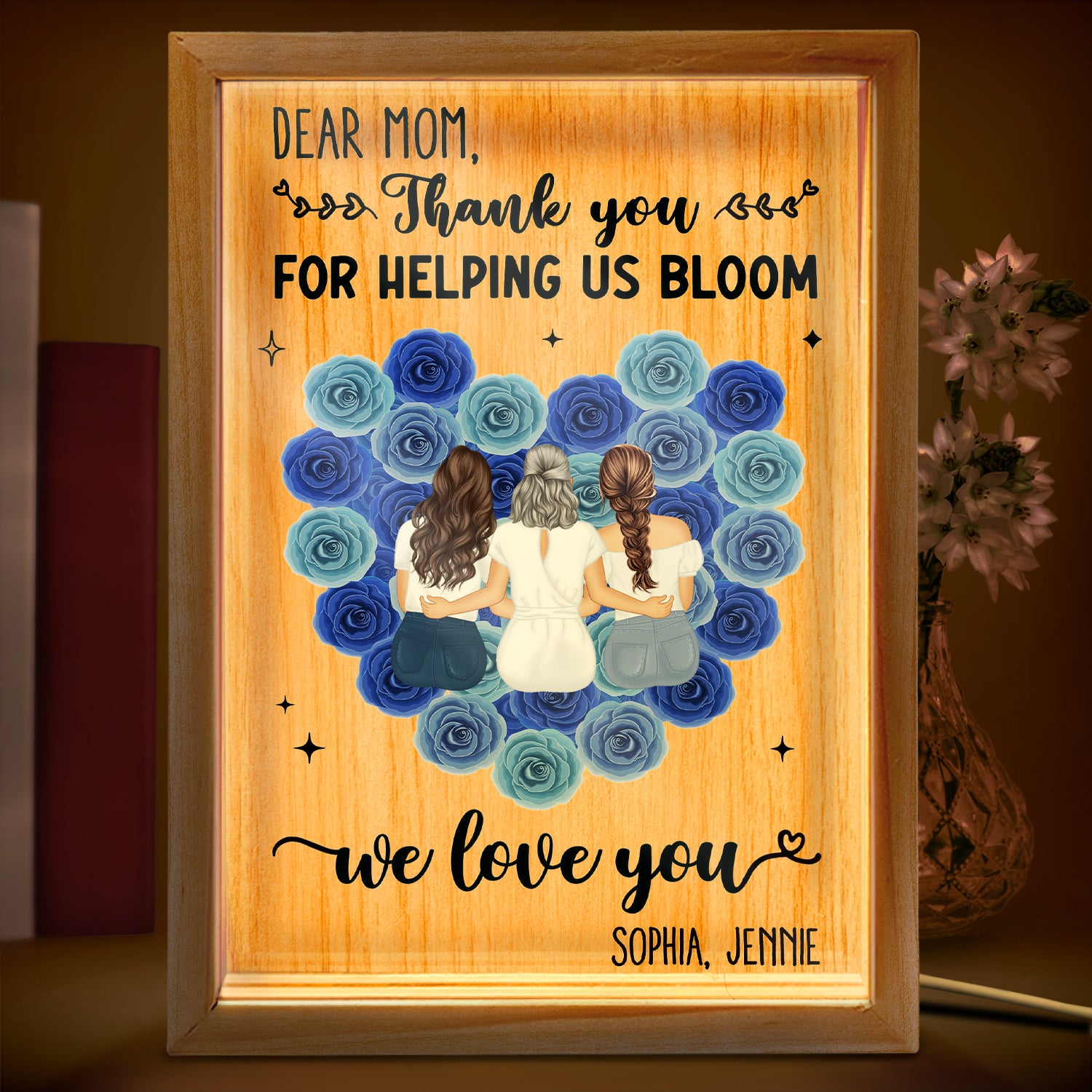 Helping Us Bloom - Gift For Mother - Personalized Picture Frame Light Box