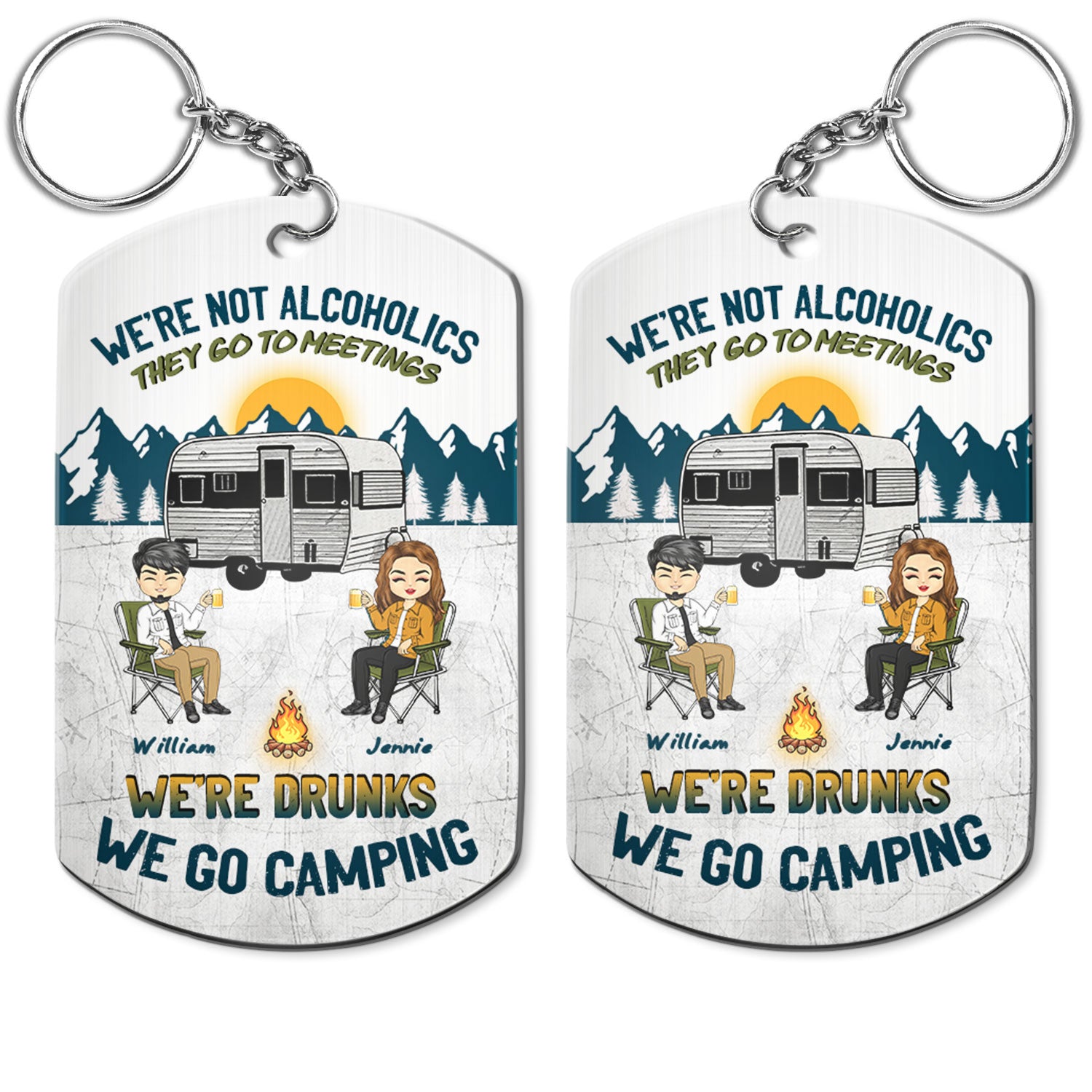 We Go Camping - Gift For Couples - Personalized Aluminum Keychain