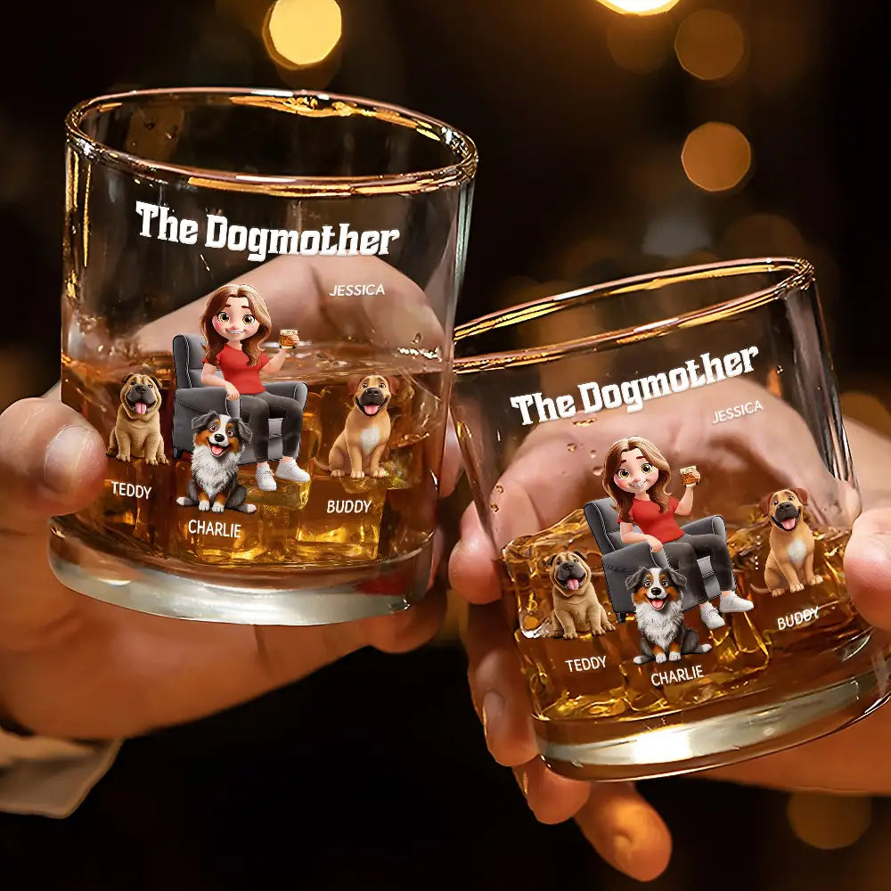 Dog Lovers,Dog Mom,Dog Dad,Happy - The Dogfather - Personalized Whiskey Glass
