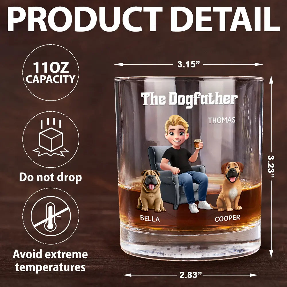 Dog Lovers,Dog Mom,Dog Dad,Happy - The Dogfather - Personalized Whiskey Glass