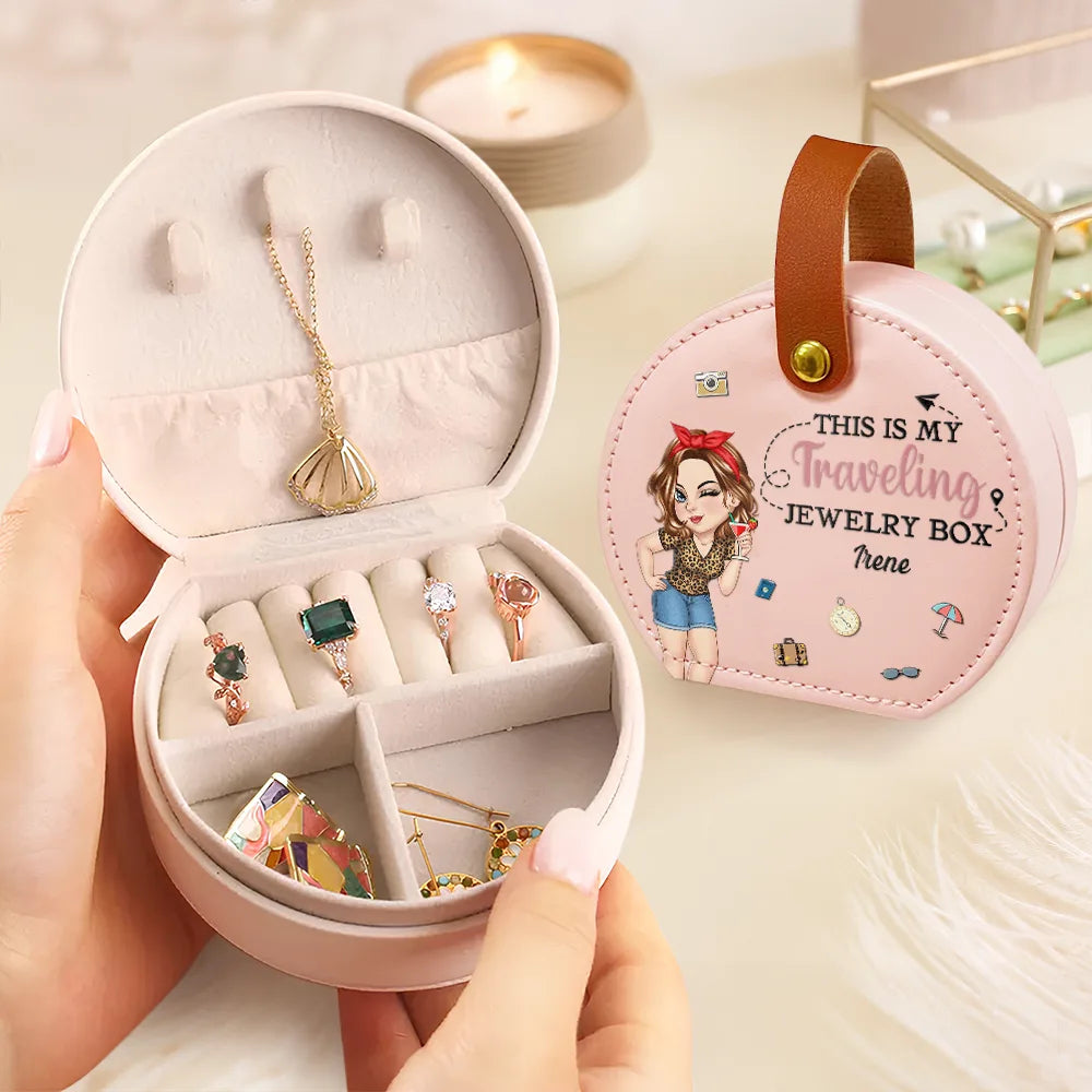 Gift For Yourself,Travel,Gift For Women,Summer,Happy - This Is My Traveling Jewelry Box - Personalized Jewelry Box With Handle