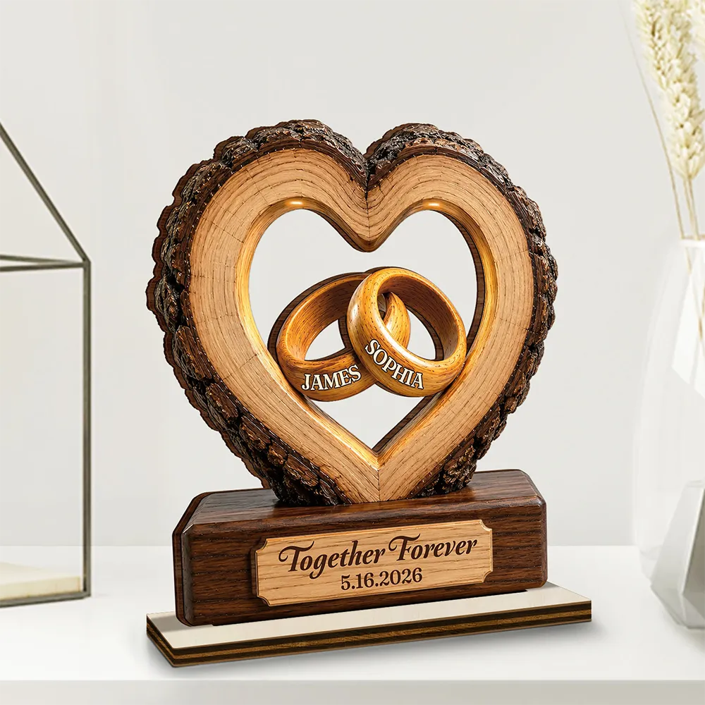 Gift For Couples, Wedding Anniversary, Romantic, Icon - Together Forever Couple Anniversary - Personalized Custom Shaped Wooden Plaque