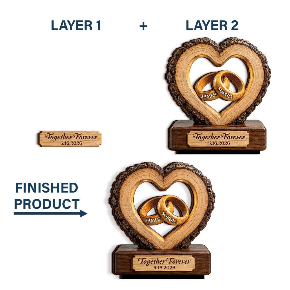 Gift For Couples, Wedding Anniversary, Romantic, Icon - Together Forever Couple Anniversary - Personalized Custom Shaped Wooden Plaque