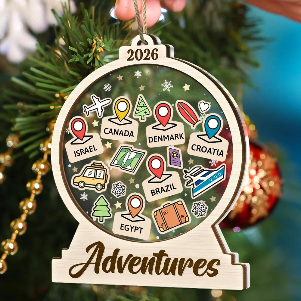 Travel Goal, Destination Of The Year - Personalized 2-Layered Mix Ornament