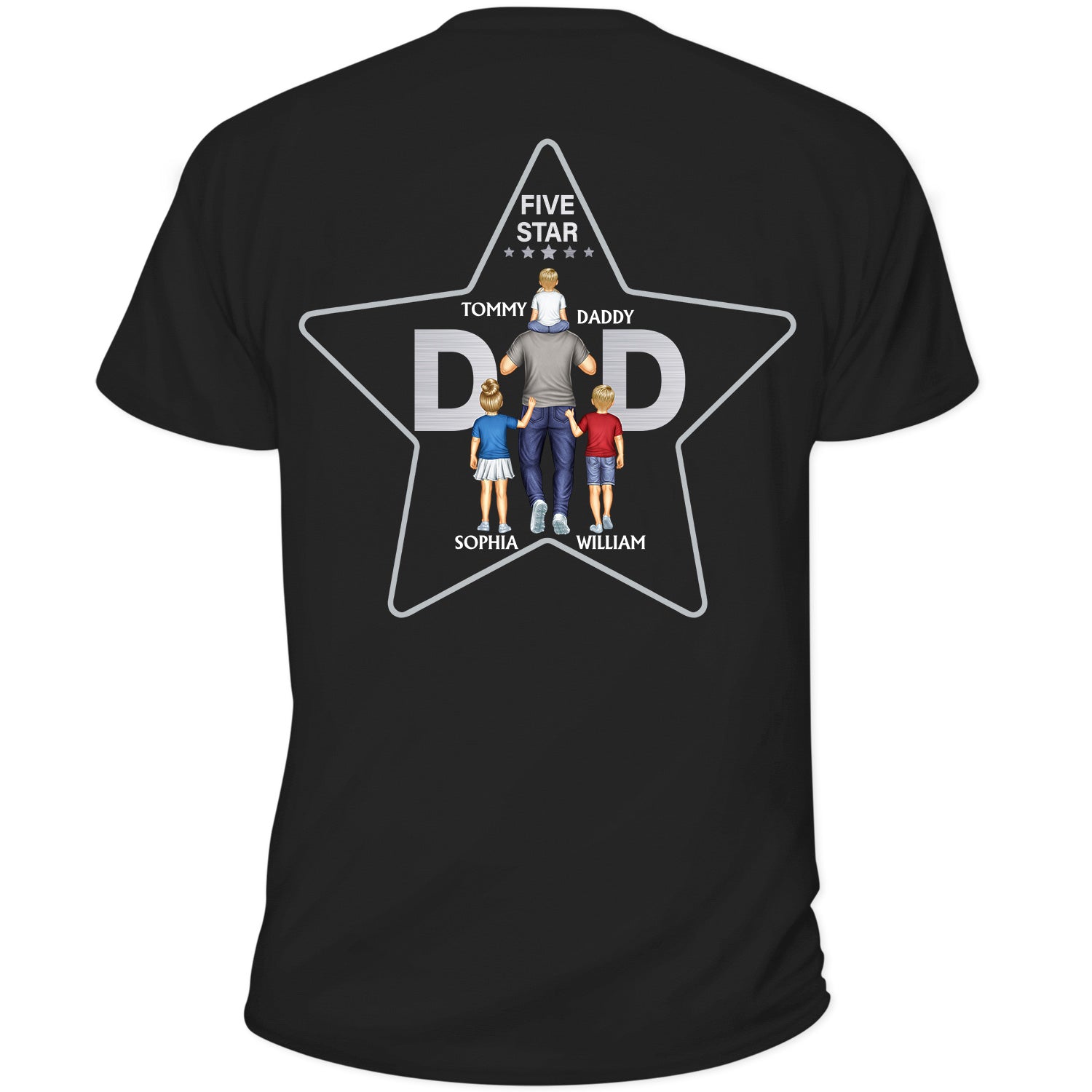 Five Star Dad - Birthday Gift For Father, Family - Personalized Custom T Shirt