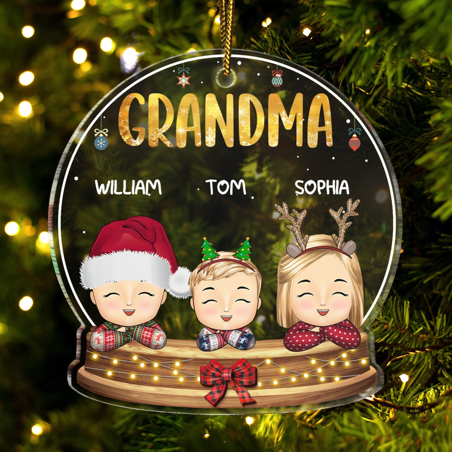 Grandma Nana Gigi Grandkids - Christmas, Loving Gift For Grandmother, Grandparents - Personalized Custom Shaped Acrylic Ornament