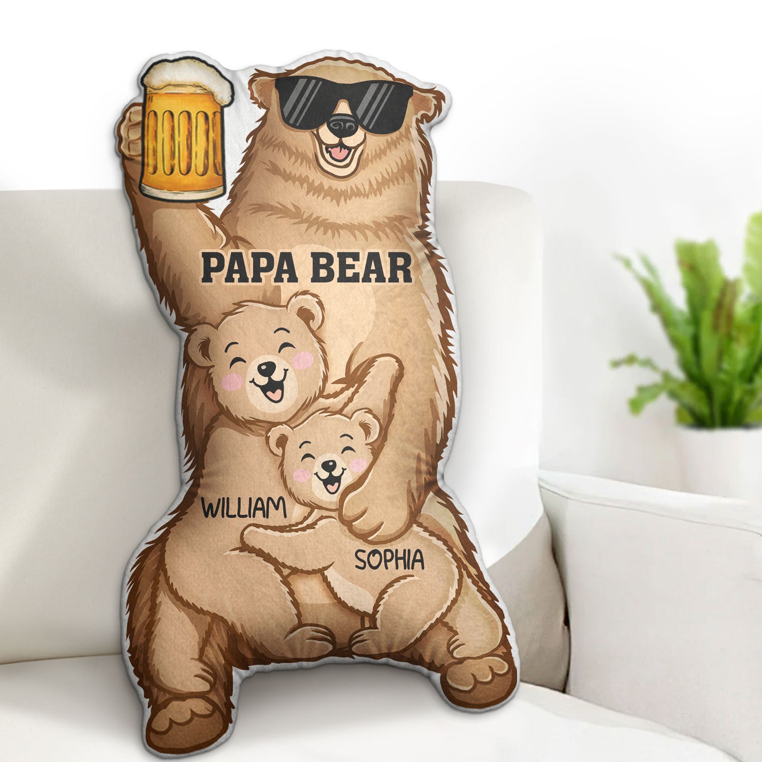 Papa Bear - Gift For Fathers - Personalized Custom Shaped Pillow