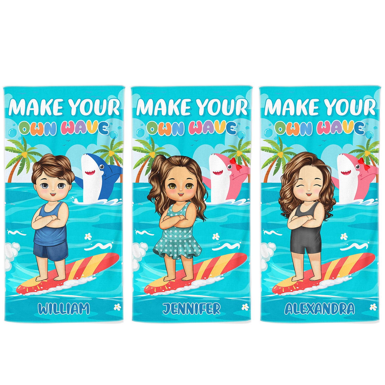 Make Your Own Wave - Summer, Vacation, Beach Funny Gift For Kids - Personalized Beach Towel