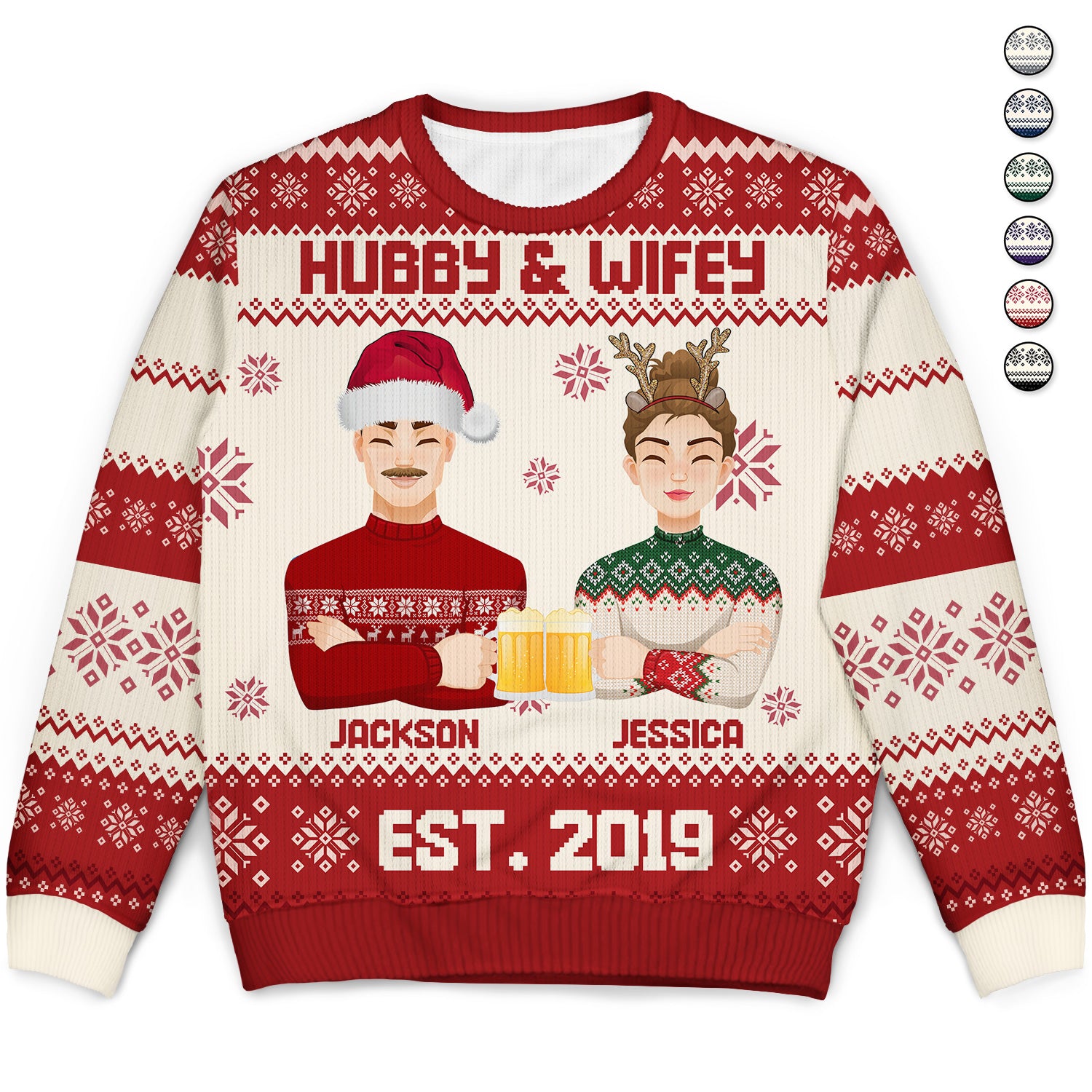 Hubby & Wifey - Anniversary, Christmas Gift For Couples, Husband, Wife - Personalized Unisex Ugly Sweater