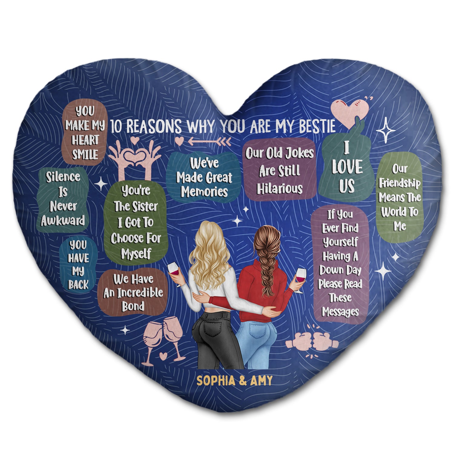 10 Reasons Why You Are My Bestie - Holiday, Birthday, Loving Gift For Friends, Colleagues - Personalized Heart Shaped Pillow